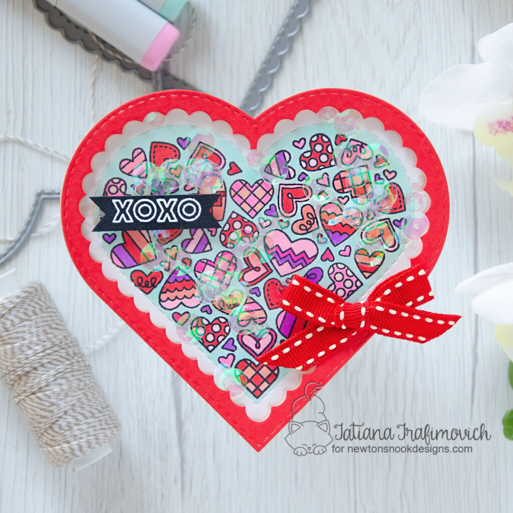 XOXO #handmade card by Tatiana Trafimovich #tatianacraftandart - Heartfelt Love stamp set by Newton's Nook Designs #newtonsnook