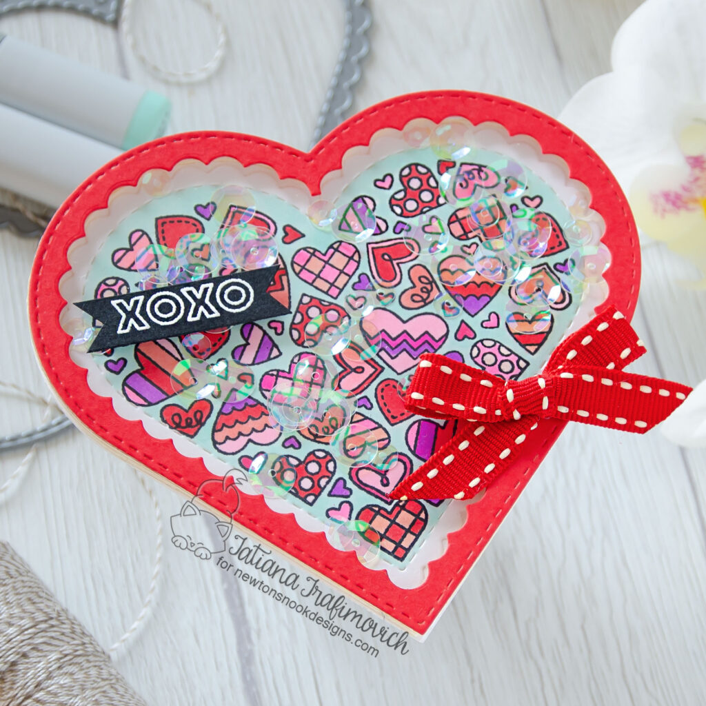 XOXO #handmade card by Tatiana Trafimovich #tatianacraftandart - Heartfelt Love stamp set by Newton's Nook Designs #newtonsnook