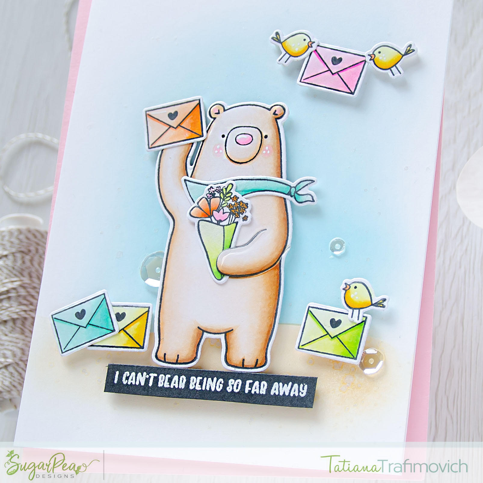 I Can't Bear Being So Far Away #handmade card by Tatiana Trafimovich #tatianacraftandart - Hey Winter and Hey Summer stamp sets by SugarPea Designs #sugarpeadesigns