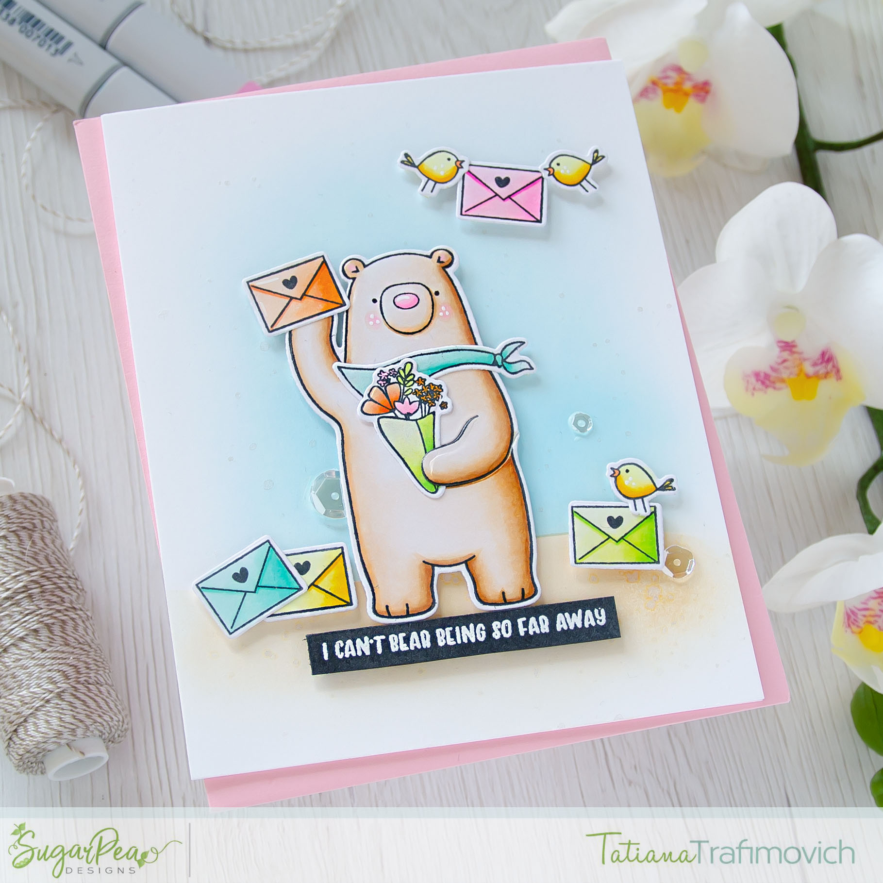 I Can't Bear Being So Far Away #handmade card by Tatiana Trafimovich #tatianacraftandart - Hey Winter and Hey Summer stamp sets by SugarPea Designs #sugarpeadesigns