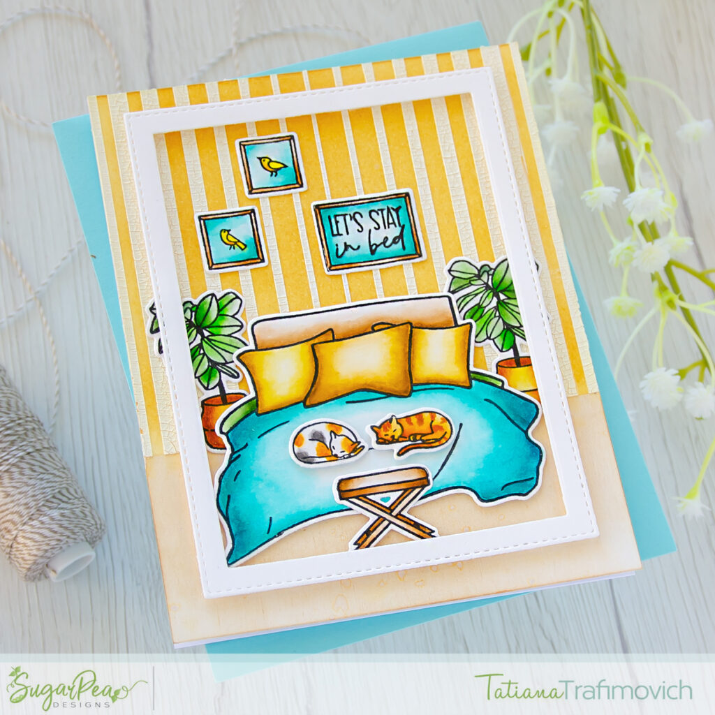 Let's Stay In Bed #handmade card by Tatiana Trafimovich #tatianacraftandart - Let's Stay In Bed stamp set by SugarPea Designs #sugarpeadesigns