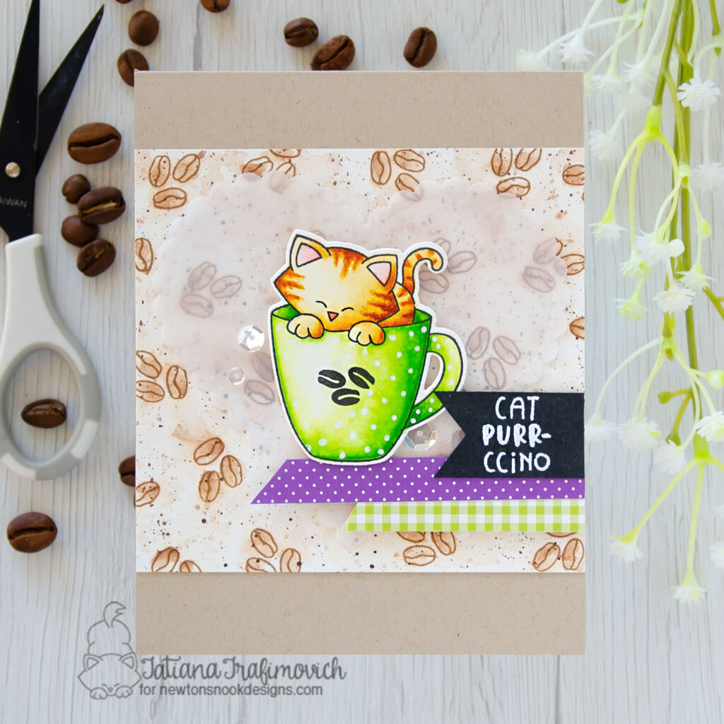 Cat Purr-ccino #handmade card by Tatiana Trafimovich #tatianacraftandart - Newton's Mug stamp set by Newton's Nook Designs #newtonsnook