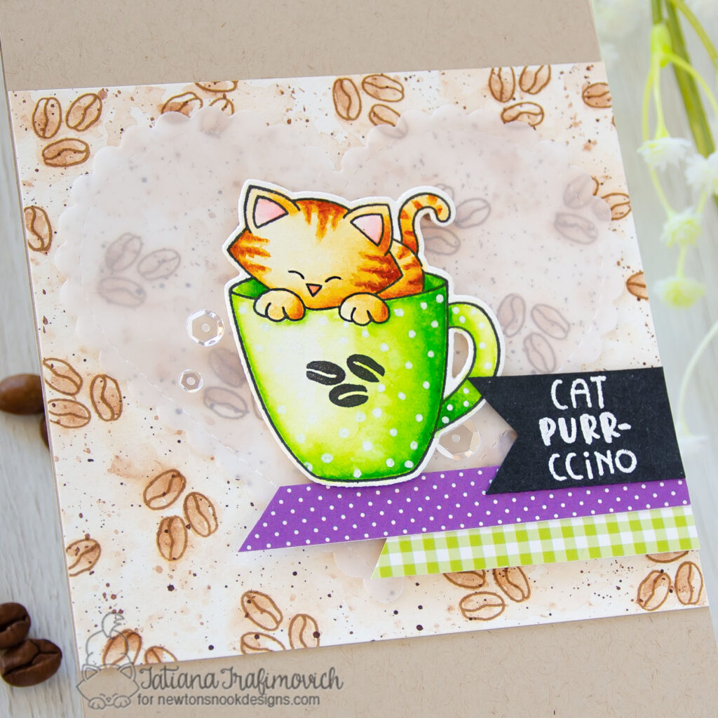 Cat Purr-ccino #handmade card by Tatiana Trafimovich #tatianacraftandart - Newton's Mug stamp set by Newton's Nook Designs #newtonsnook