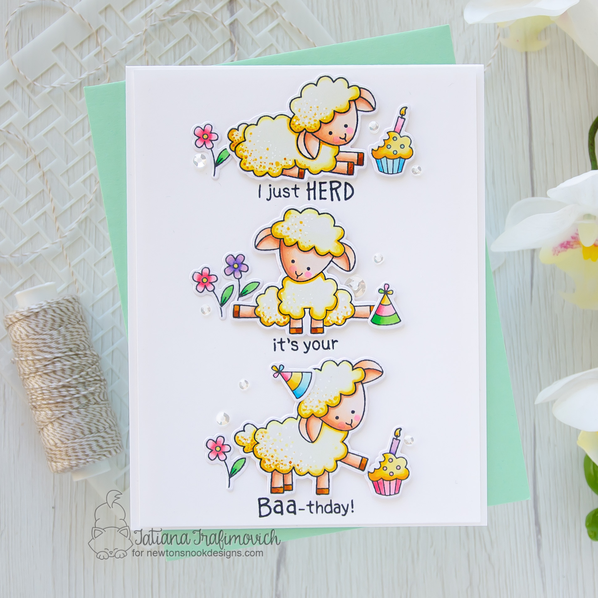 I've Just HERD  It's Your Birthday #handmade card by Tatiana Trafimovich #tatianacraftandart - Baa stamp set by Newton's Nook Designs #newtonsnook