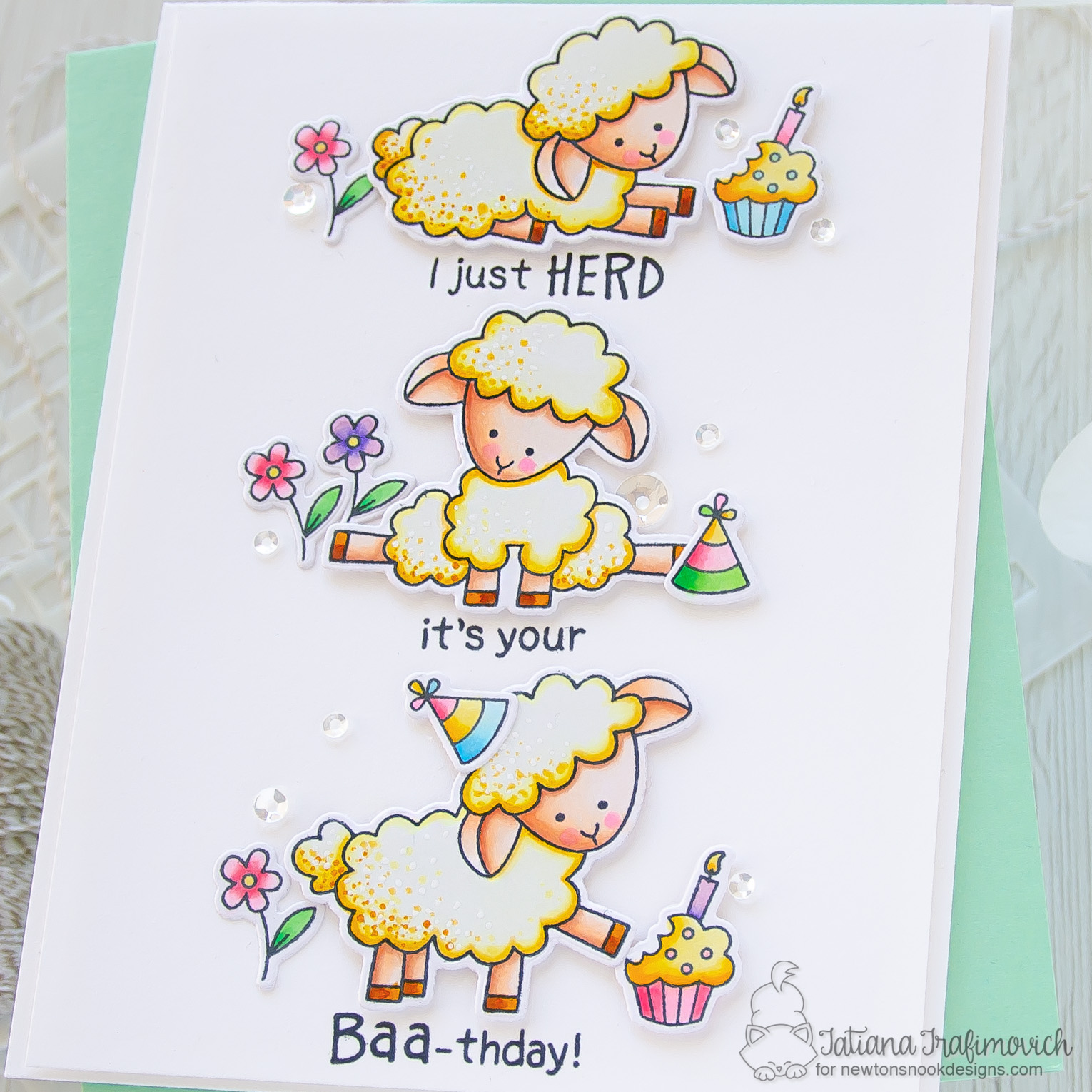 I've Just HERD It's Your Birthday #handmade card by Tatiana Trafimovich #tatianacraftandart - Baa stamp set by Newton's Nook Designs #newtonsnook