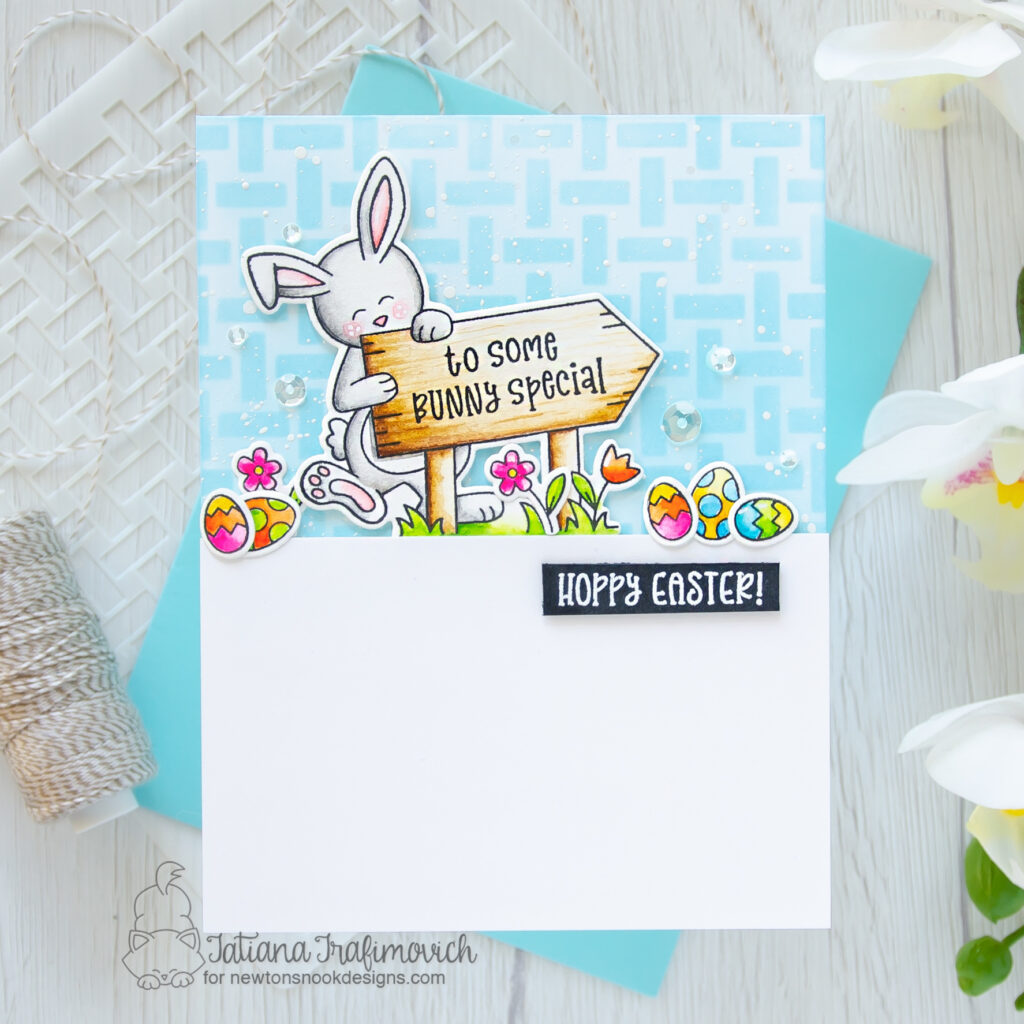 Happy Easter #handmade card by Tatiana Trafimovich #tatianacraftandart - Hoppy Greetings stamp set by Newton's Nook Designs #newtonsnook