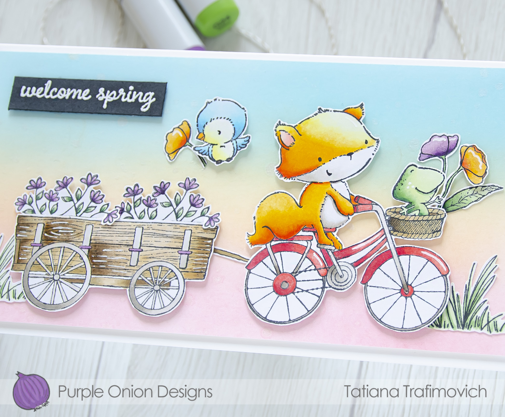 Welcome Spring #handmade card by Tatiana Trafimovich #tatianacraftandart - stamps by Purple Onion Designs