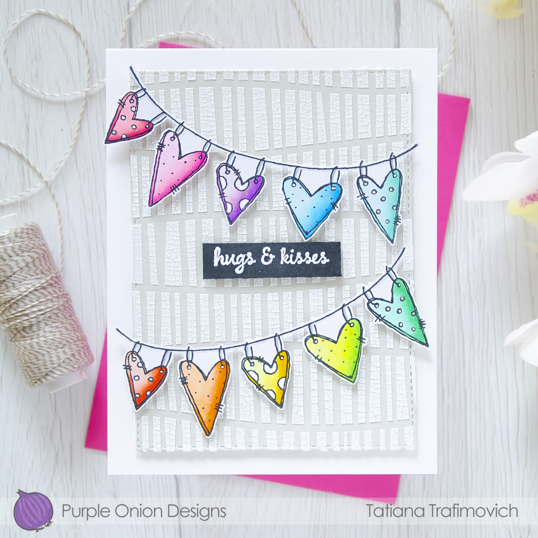 Hugs & Kisses #handmade card by Tatiana Trafimovich #tatianacraftandart - stamps by Purple Onion Designs