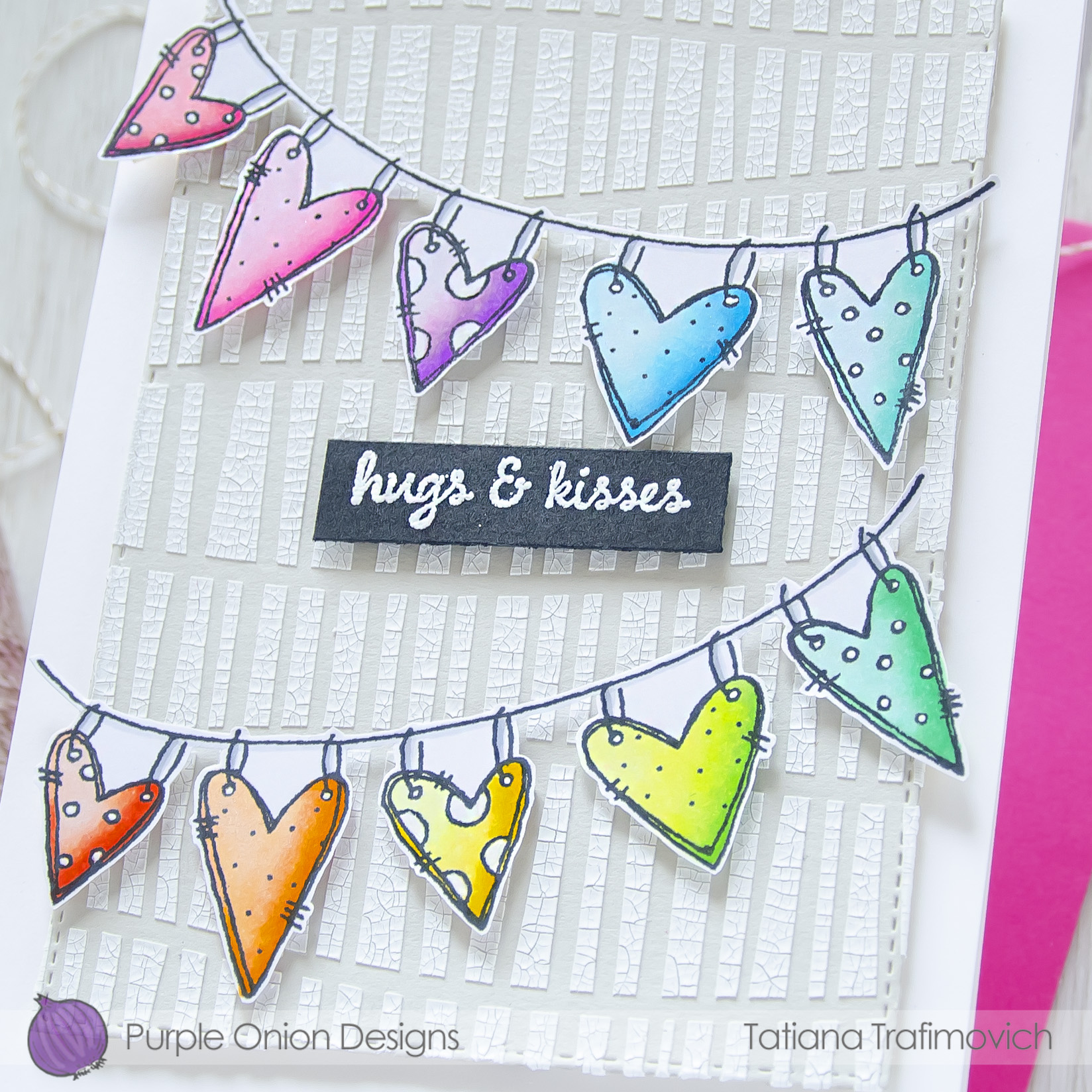 Hugs & Kisses #handmade card by Tatiana Trafimovich #tatianacraftandart - stamps by Purple Onion Designs