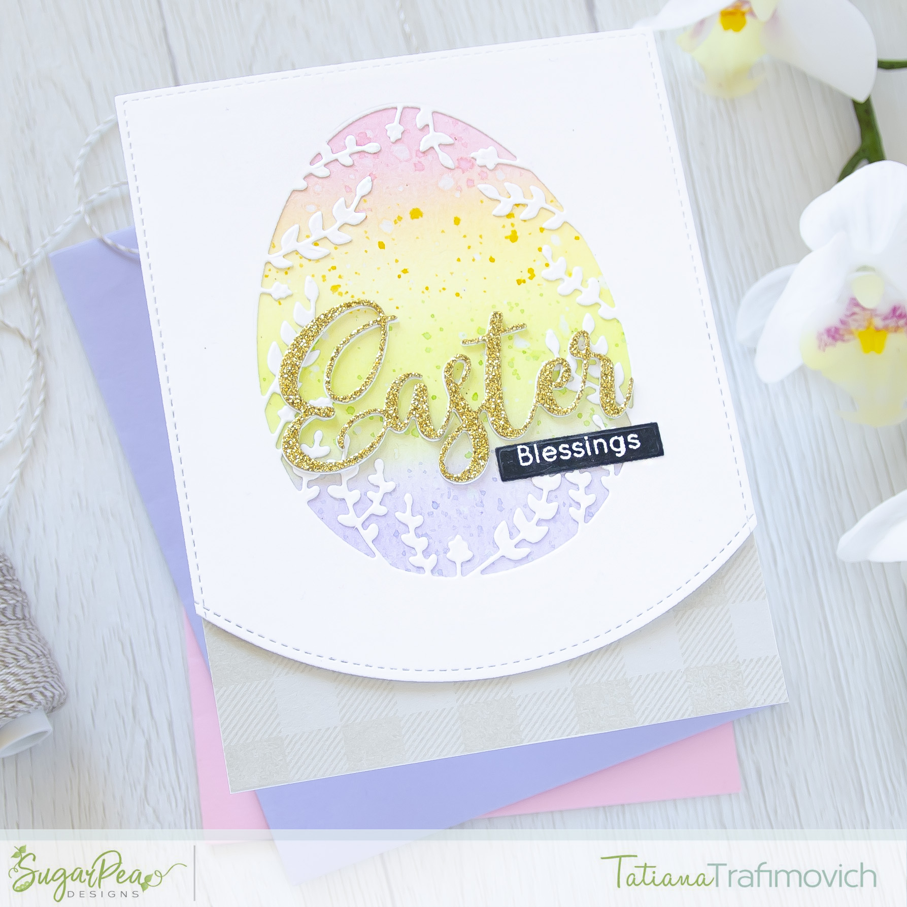 Easter Blessings #handmade card by Tatiana Trafimovich #tatianacraftandart - Egg Cut-Away Die by SugarPea Designs #sugarpeadesigns