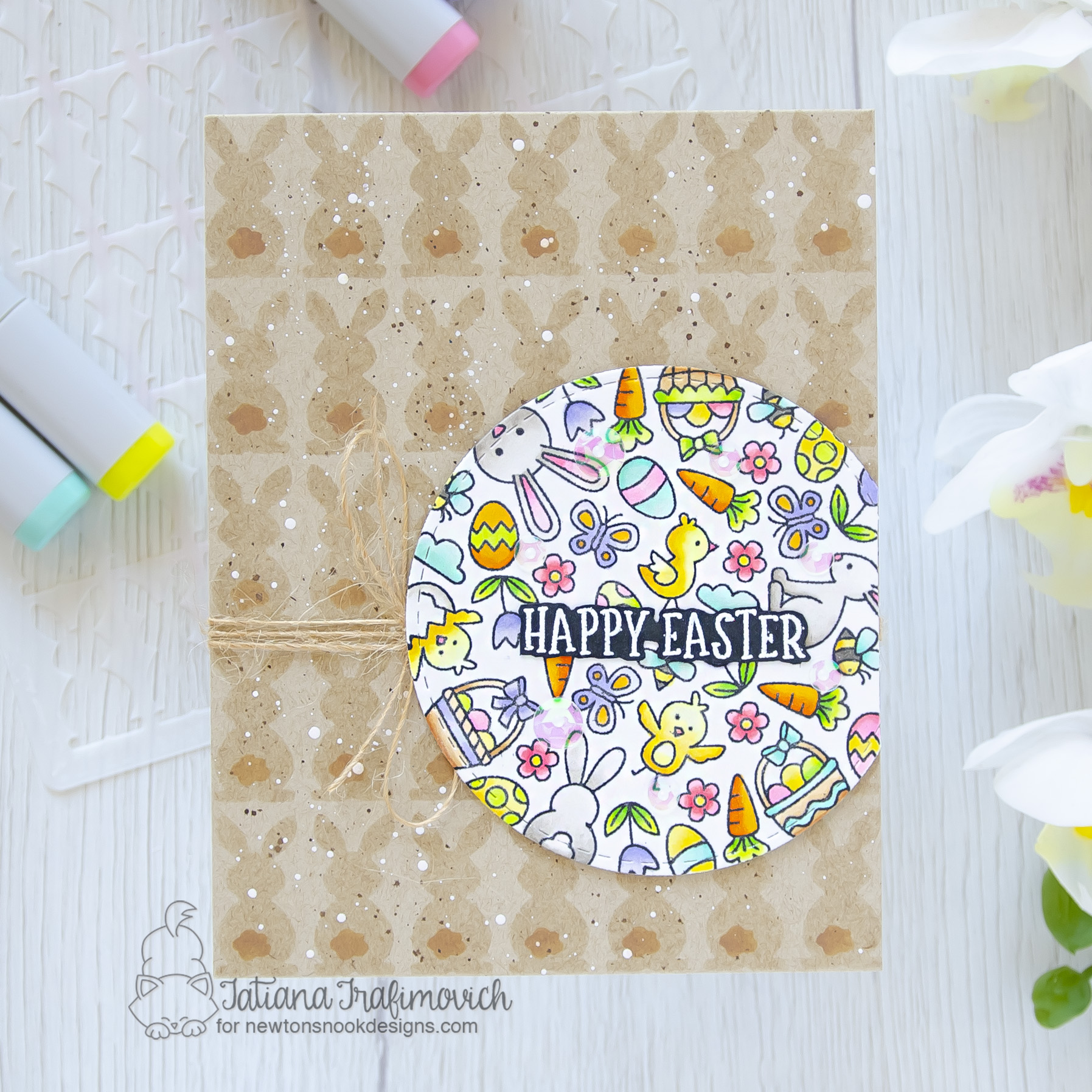 Happy Easter #handmade card by Tatiana Trafimovich #tatianacraftandart - Spring Roundabout stamp set by Newton's Nook Designs #newtonsnook