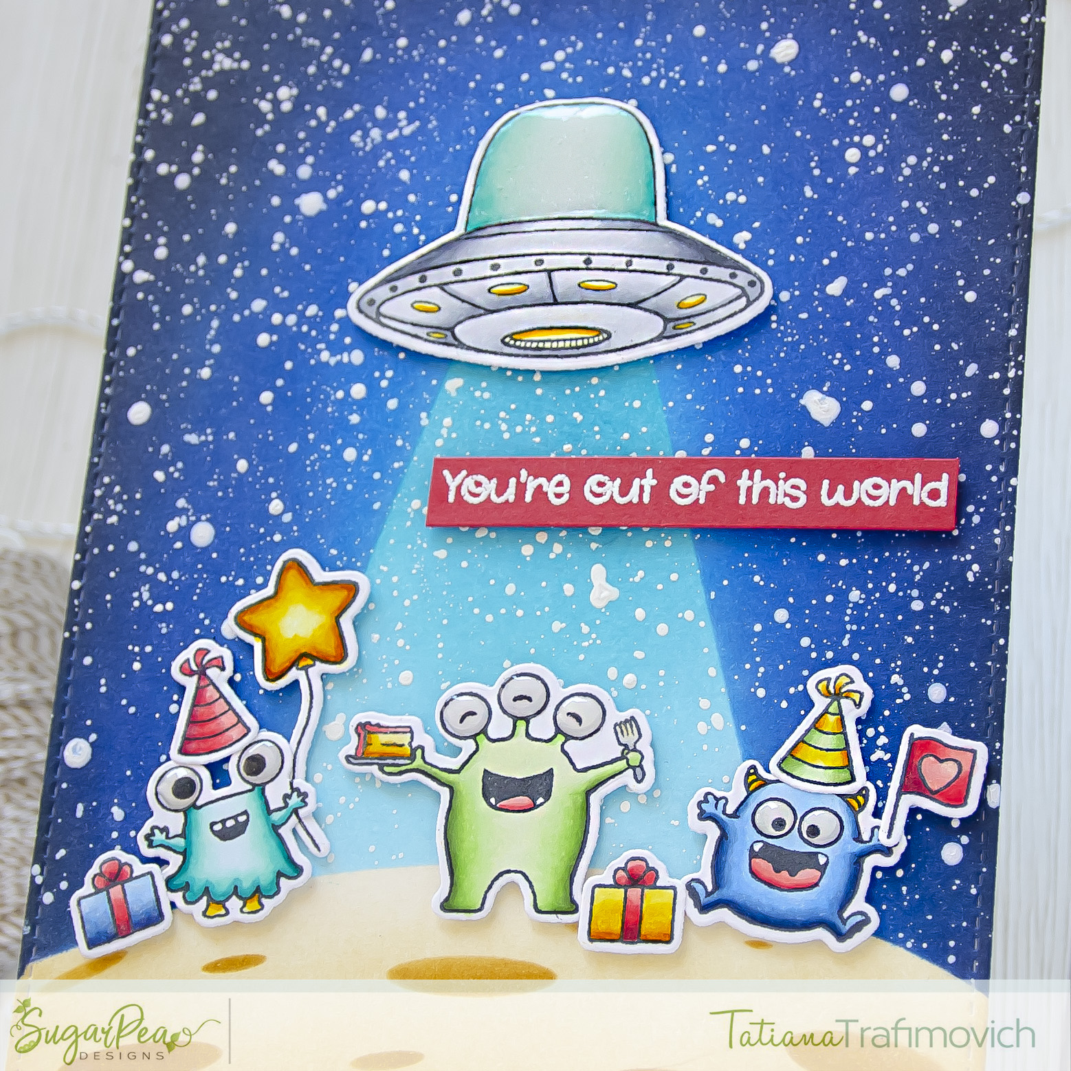 You're Out Of This World #handmade card by Tatiana Trafimovich #tatianacraftandart - Take Us To Your Cake stamp set by SugarPea Designs #sugarpeadesigns