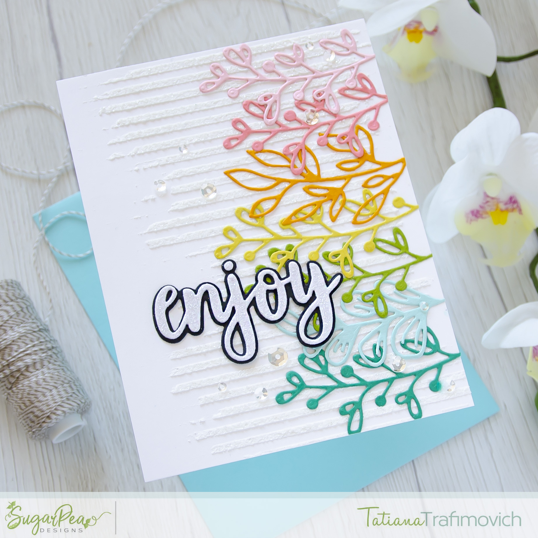 Enjoy #handmade card by Tatiana Trafimovich #tatianacraftandart - Botanical Brunches Die by SugarPea Designs #sugarpeadesigns