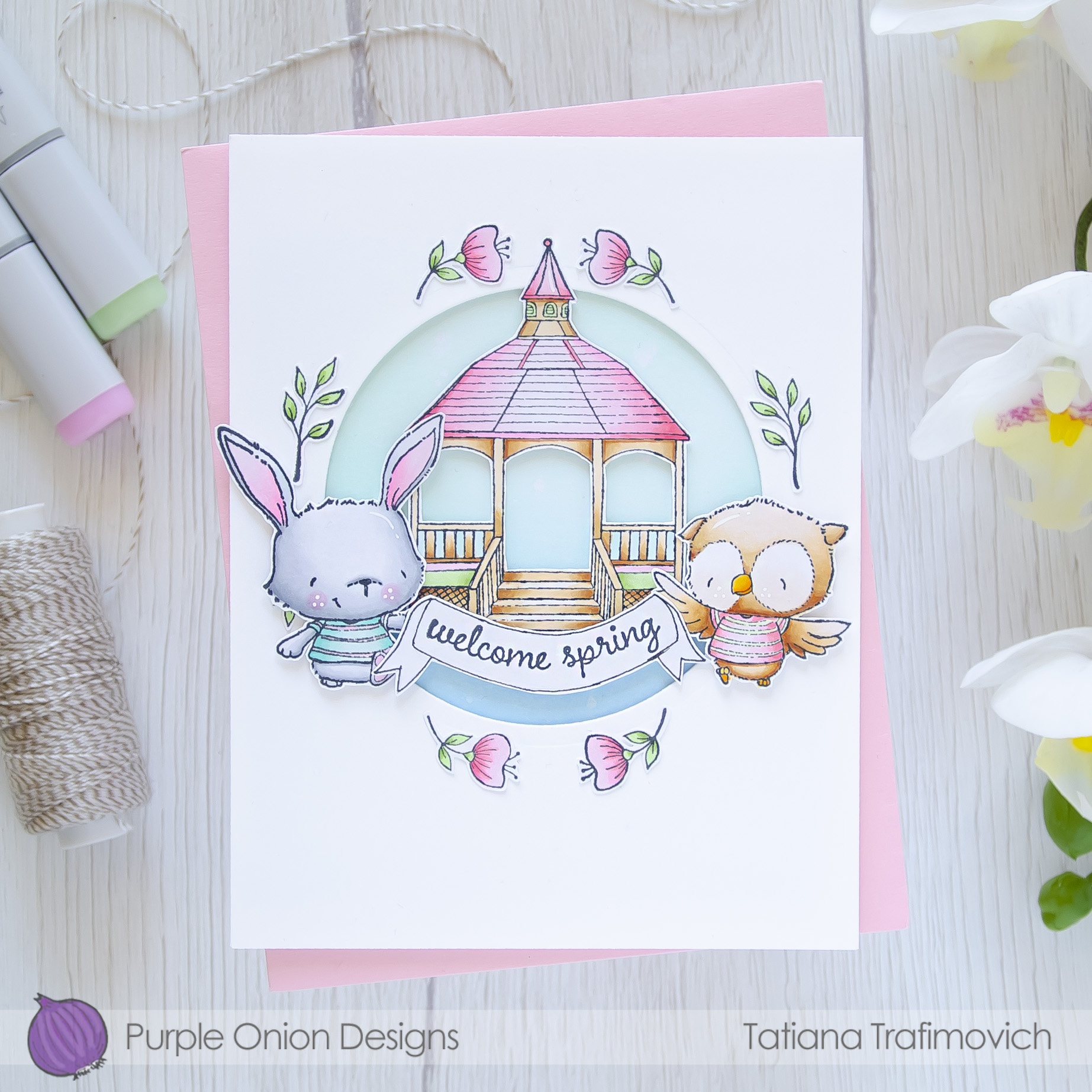Welcome Spring #handmade card by Tatiana Trafimovich #tatianacraftandart - stamps by Purple Onion Designs