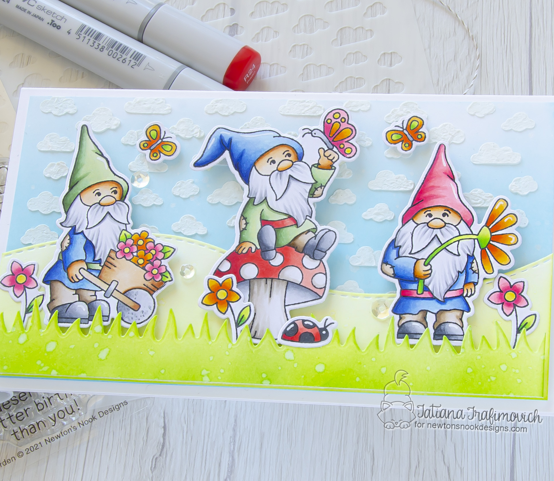 Gnome-One Deserves A Better Birthday Than You! #handmade card by Tatiana Trafimovich #tatianacraftandart - Gnome Garden stamp set by Newton's Nook Designs #newtonsnook