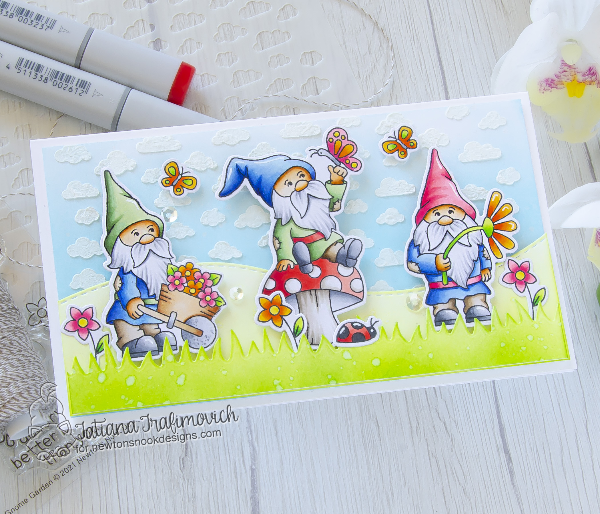 Gnome-One Deserves A Better Birthday Than You! #handmade card by Tatiana Trafimovich #tatianacraftandart - Gnome Garden stamp set by Newton's Nook Designs #newtonsnook