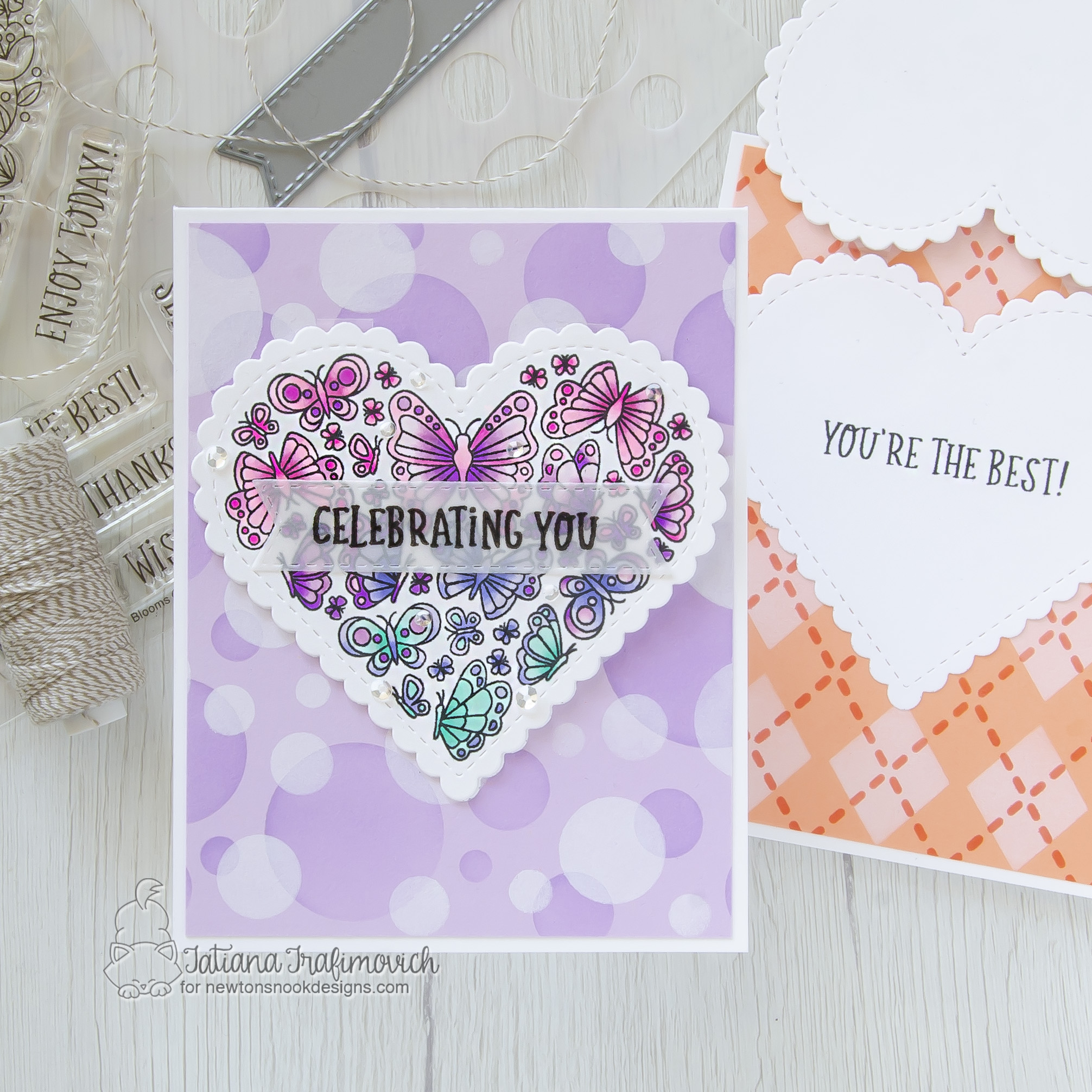 Celebrating You #handmade card by Tatiana Trafimovich #tatianacraftandart - Heartfelt Butterflies stamp set by Newton's Nook Designs #newtonsnook