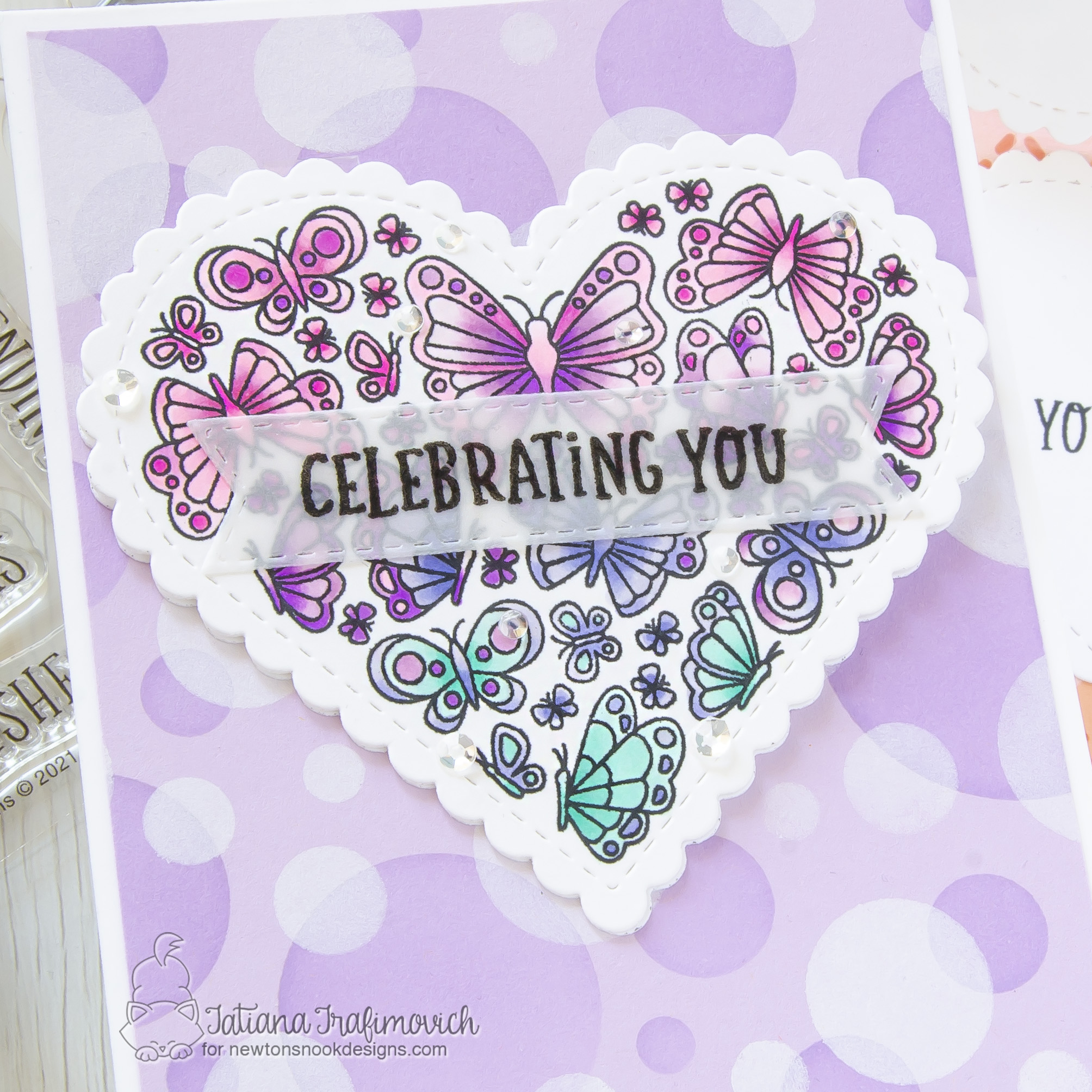 Celebrating You #handmade card by Tatiana Trafimovich #tatianacraftandart - Heartfelt Butterflies stamp set by Newton's Nook Designs #newtonsnook