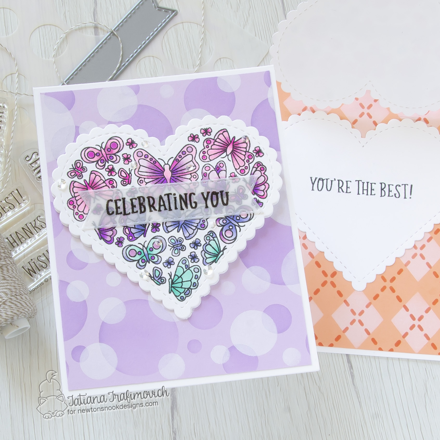 Celebrating You #handmade card by Tatiana Trafimovich #tatianacraftandart - Heartfelt Butterflies stamp set by Newton's Nook Designs #newtonsnook