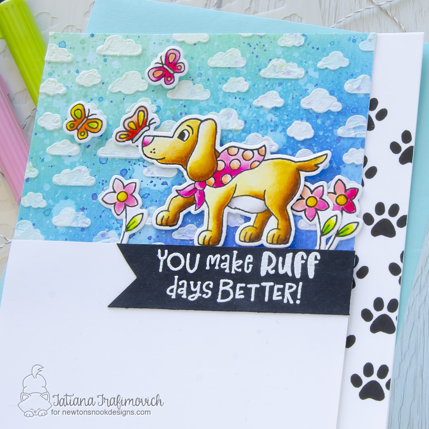 You Make Ruff Days Better #handmade card by Tatiana Trafimovich #tatianacraftandart - Puppy Friends stamp set by Newton's Nook Designs #newtonsnook