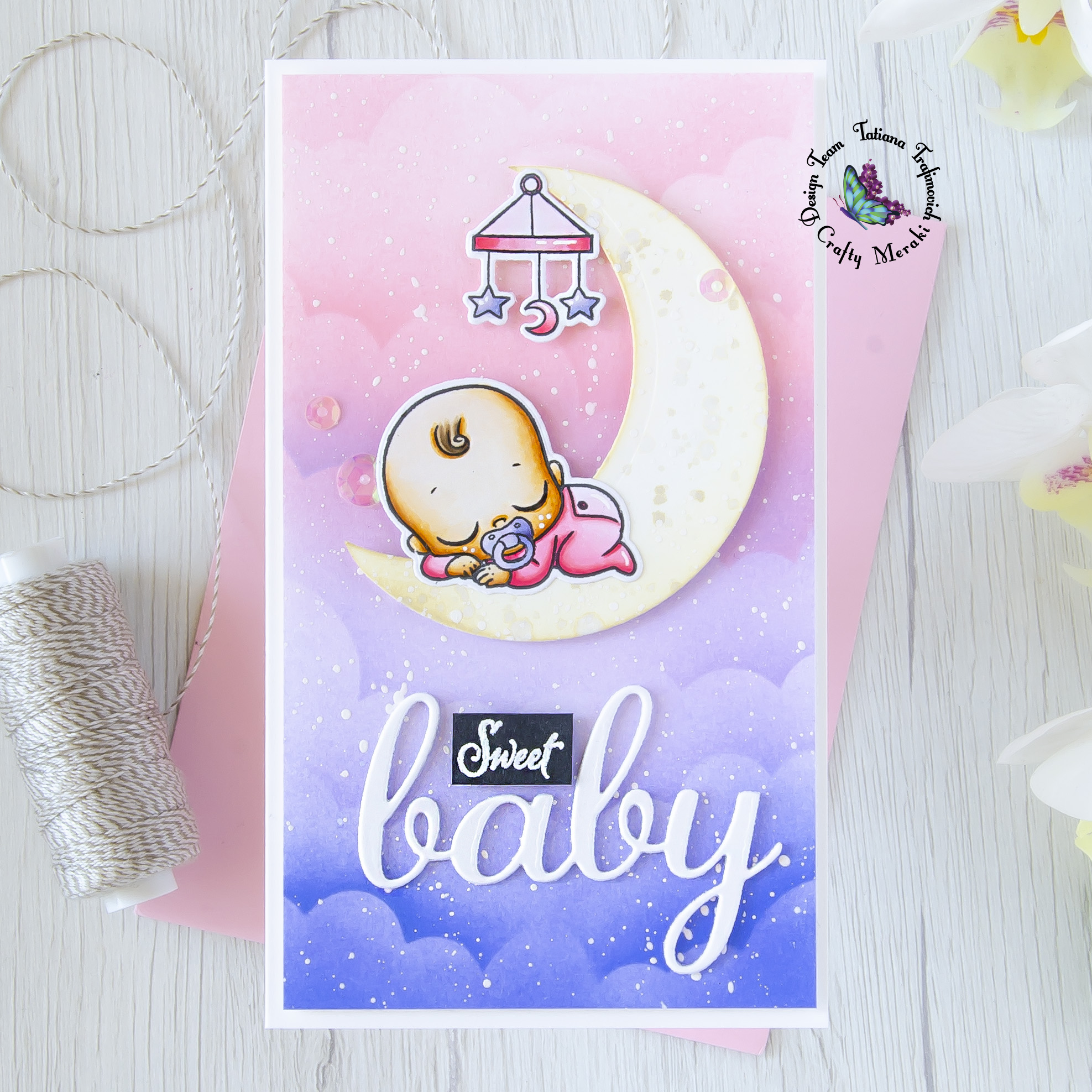 Sweet Baby #handmade card by Tatiana Trafimovich #tatianacraftandart - Oh Baby stamp set by Crafty Meraki #craftymeraki