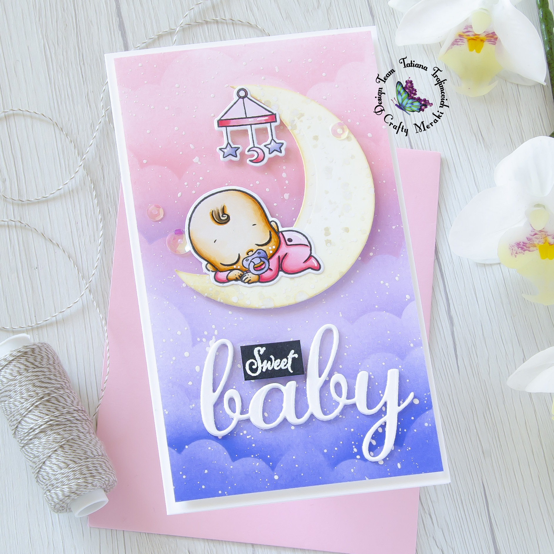 Sweet Baby #handmade card by Tatiana Trafimovich #tatianacraftandart - Oh Baby stamp set by Crafty Meraki #craftymeraki