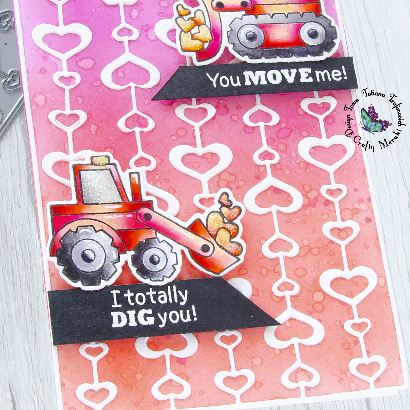 Sending You Loads of Love #handmade card by Tatiana Trafimovich #tatianacraftandart - Live Quarry stamp set by Newton's Nook Designs #newtonsnook and Eccentric Hearts die by Crafty Meraki #craftymeraki