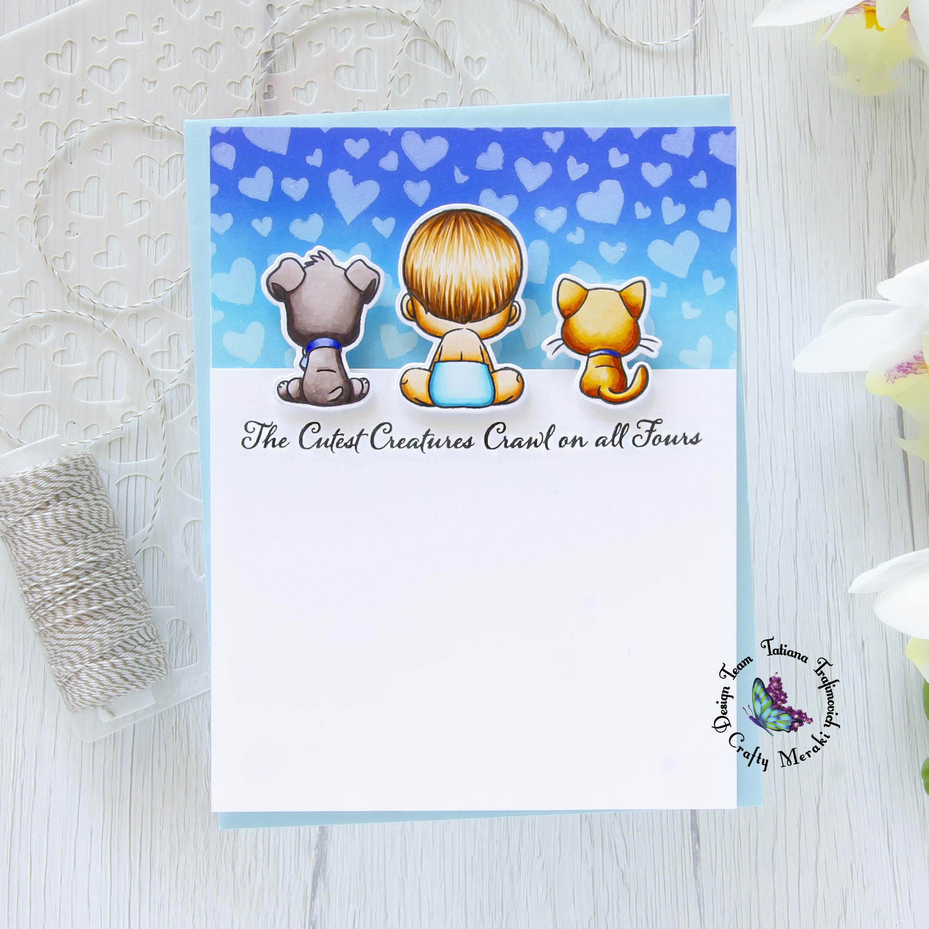 Baby Boy #handmade card by Tatiana Trafimovich #tatianacraftandart - Oh Baby stamp set by Crafty Meraki #craftymeraki