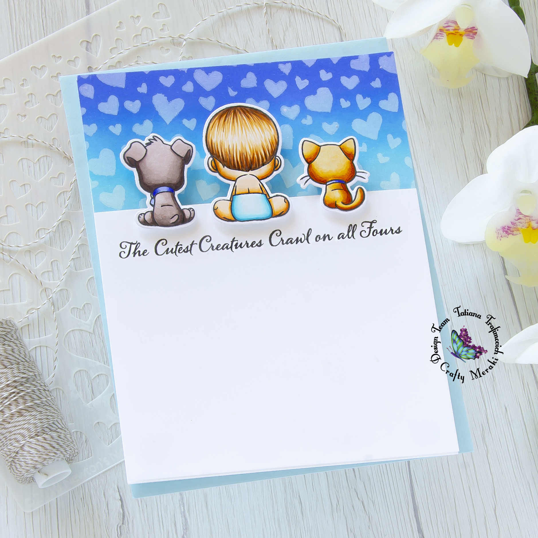 Baby Boy #handmade card by Tatiana Trafimovich #tatianacraftandart - Oh Baby stamp set by Crafty Meraki #craftymeraki