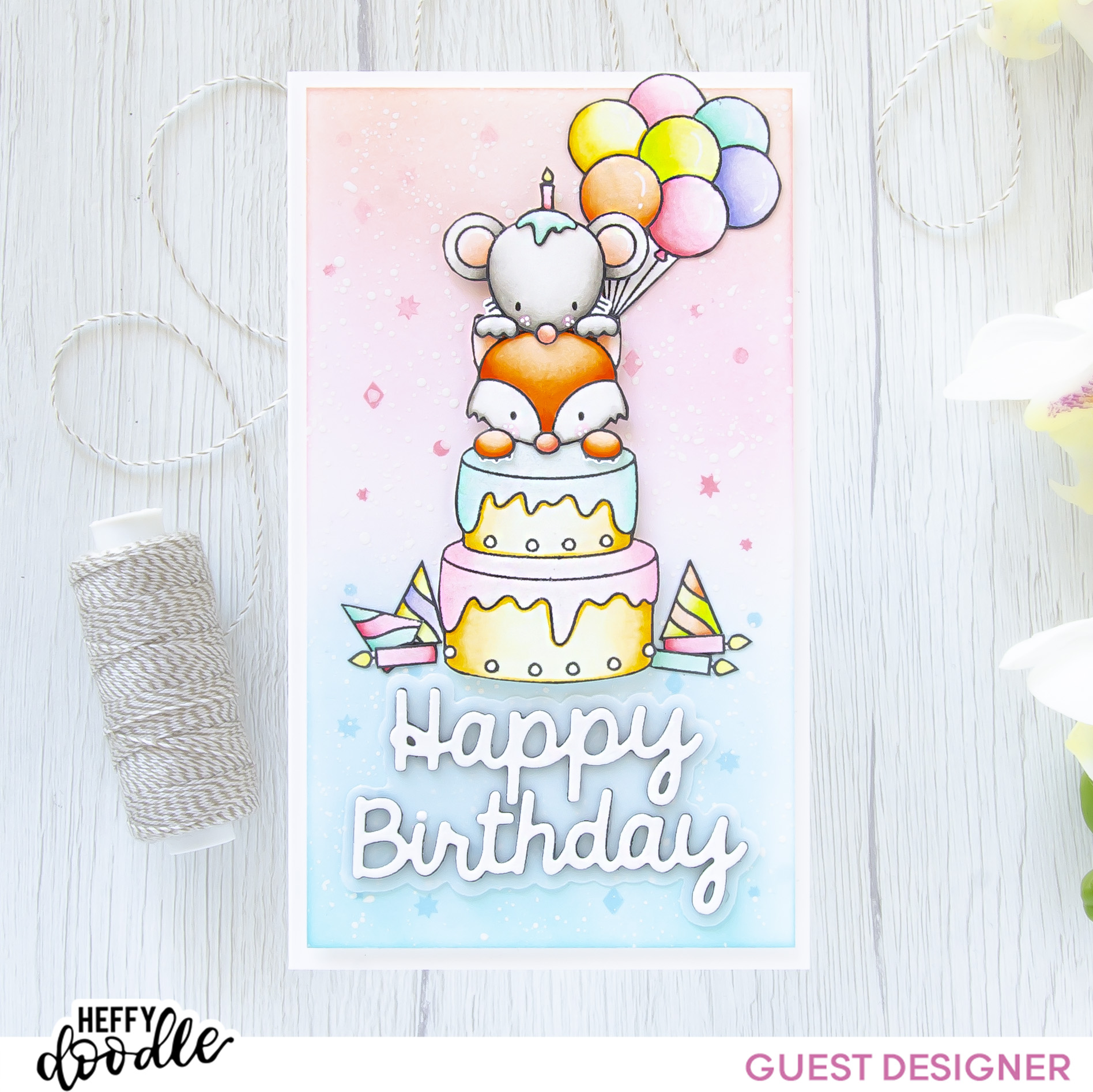 Happy Birthday #handmade card by Tatiana Trafimovich #tatianacraftandart - Popping By stamp set by Crafty Meraki #craftymeraki