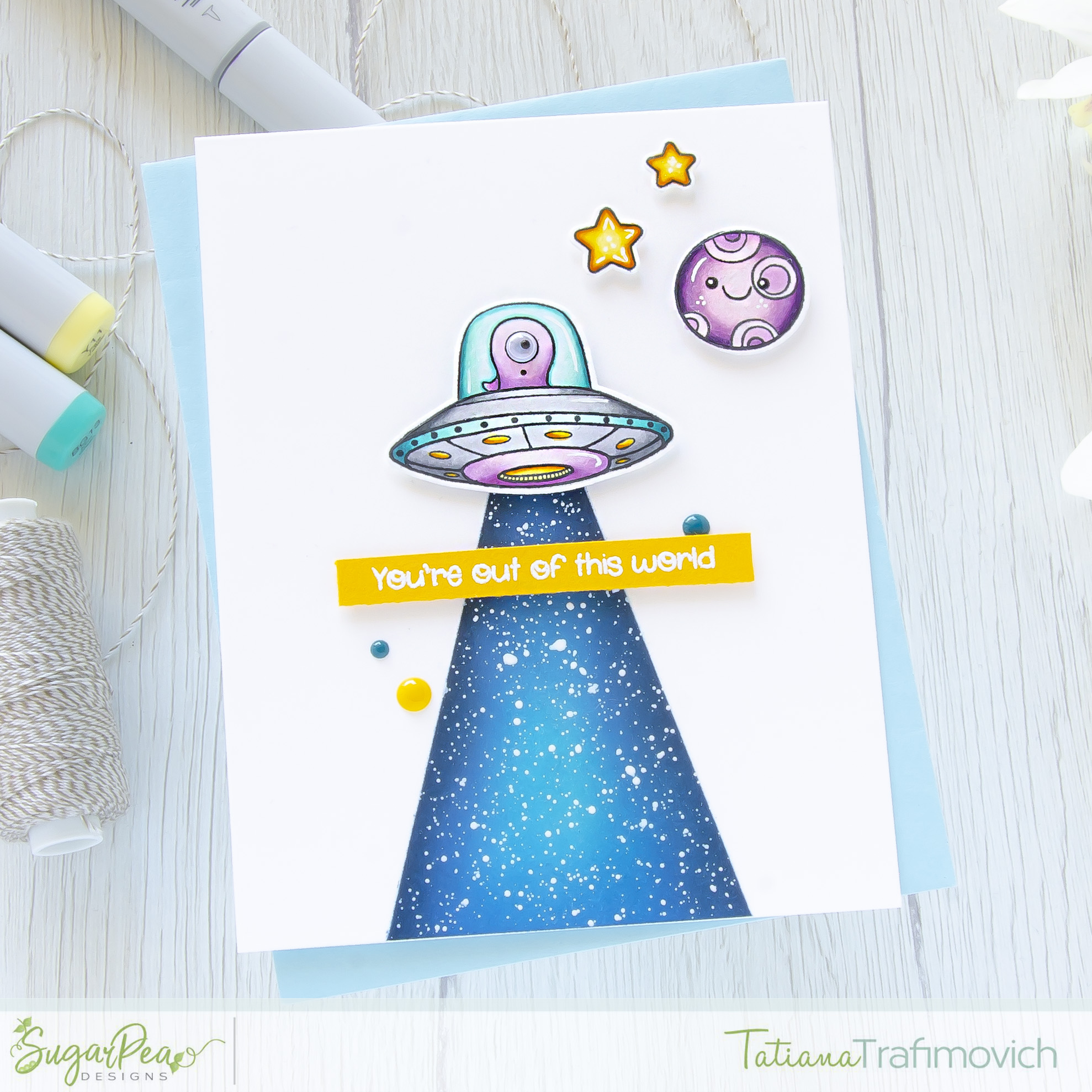 You're Out Of This World #handmade card by Tatiana Trafimovich #tatianacraftandart - Take Us To Your Cake stamp set by SugarPea Designs #sugarpeadesigns