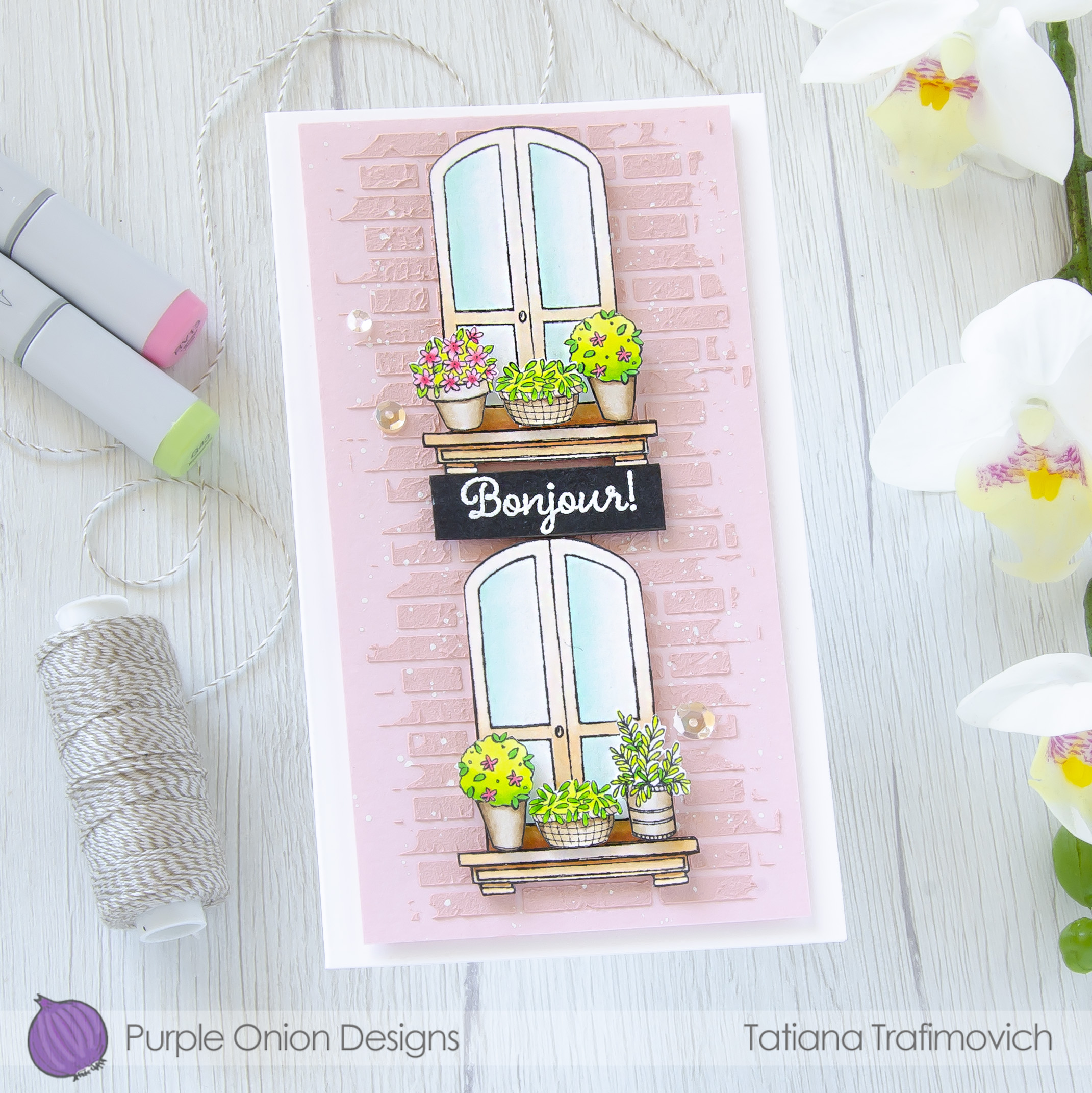 Bonjour #handmade card by Tatiana Trafimovich #tatianacraftandart - stamps by Purple Onion Designs