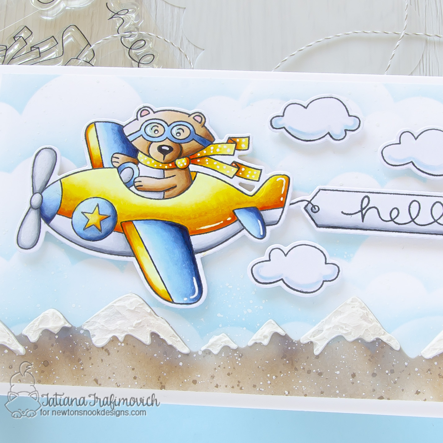 Hello #handmade card by Tatiana Trafimovich #tatianacraftandart - Winston Takes Flight stamp set by Newton's Nook Designs #newtonsnook