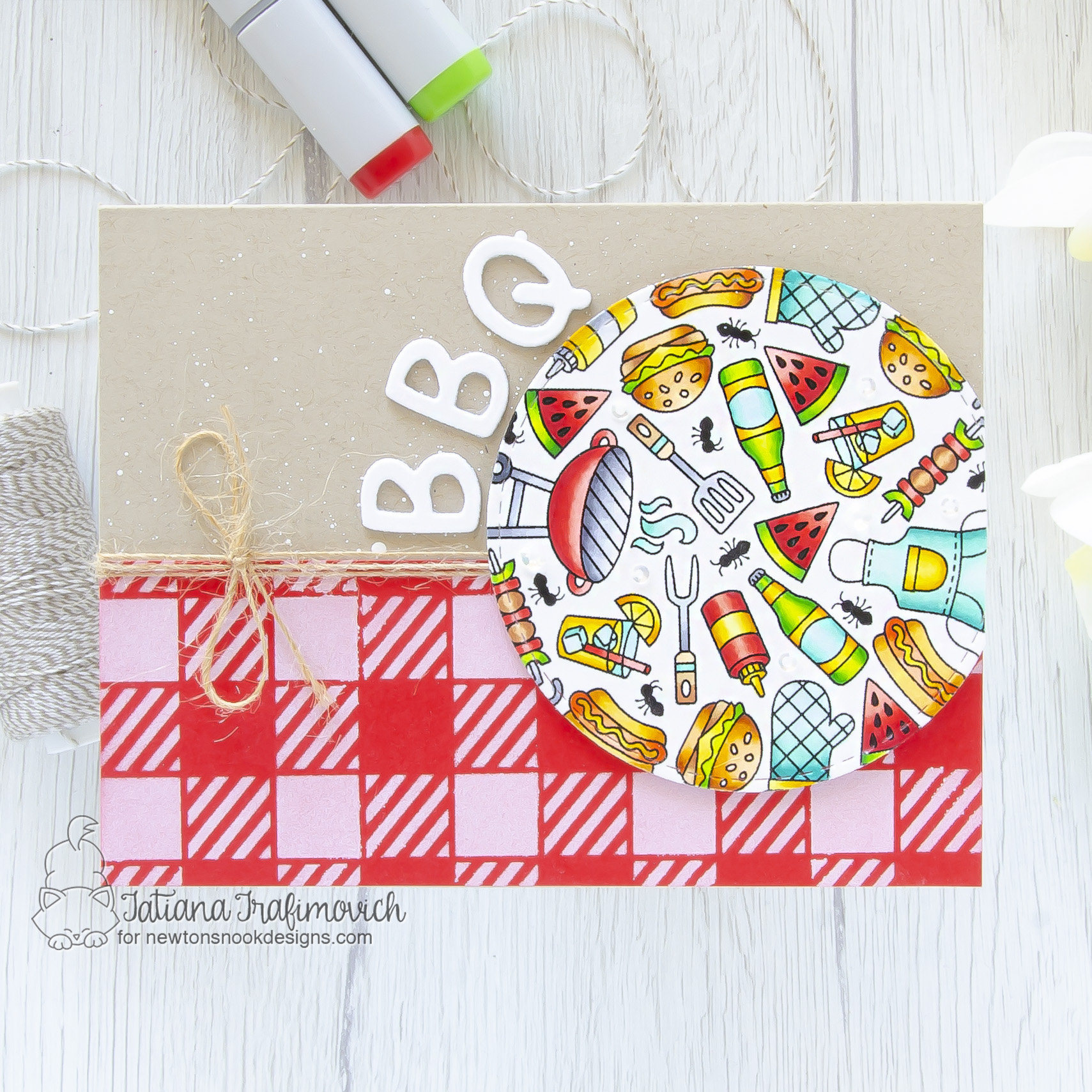 BBQ #handmade card by Tatiana Trafimovich #tatianacraftandart - BBQ Roundabout stamp set by Newton's Nook Designs #newtonsnook