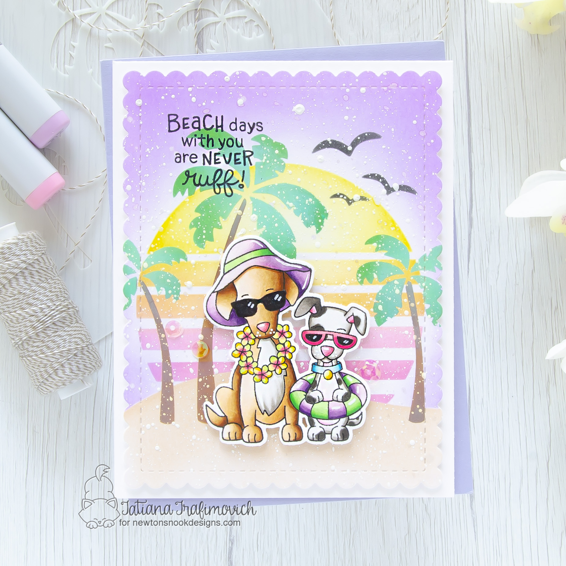 Beach Days With You Are Never Ruff #handmade card by Tatiana Trafimovich #tatianacraftandart - Beach Barks stamp set by Newton's Nook Designs #newtonsnook