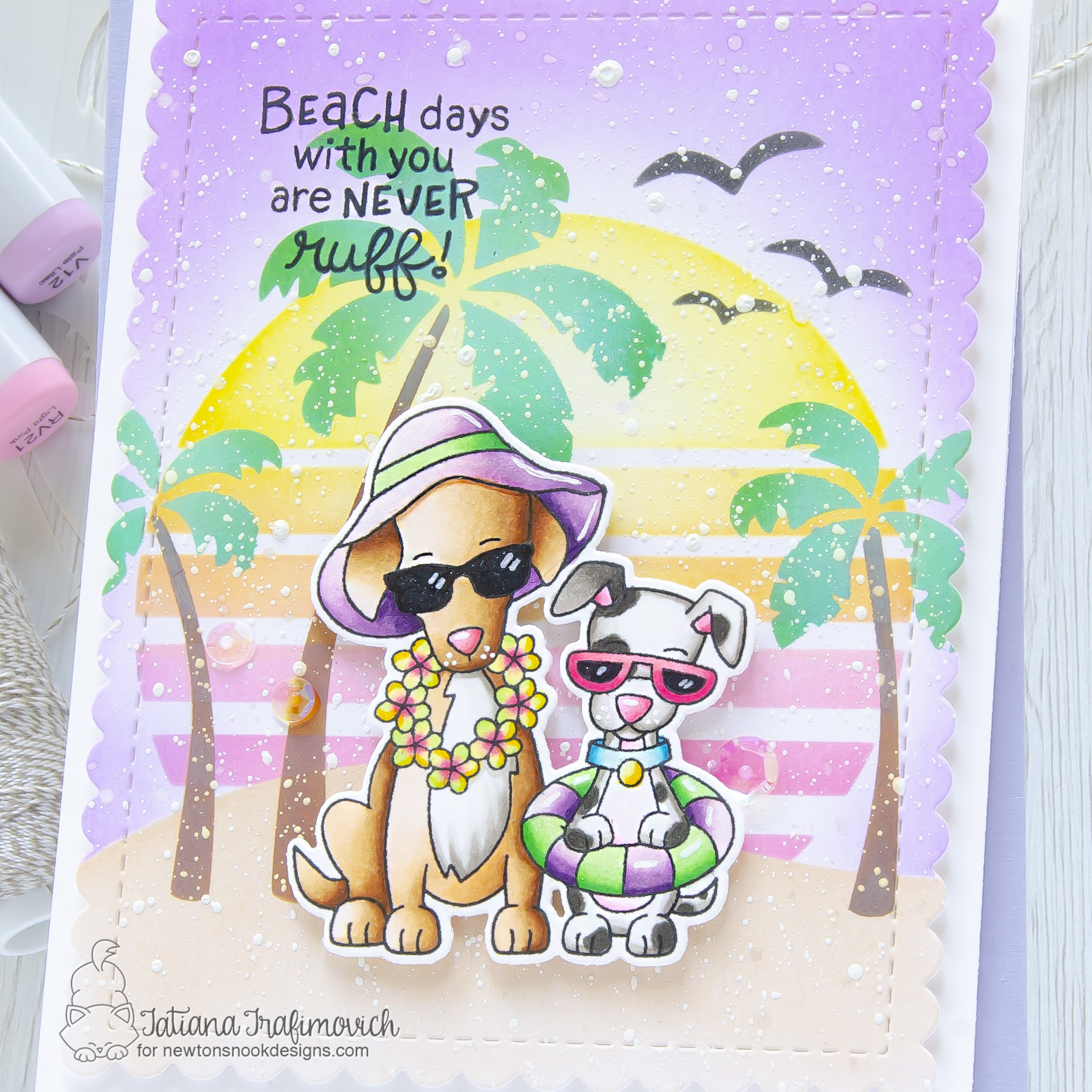 Beach Days With You Are Never Ruff #handmade card by Tatiana Trafimovich #tatianacraftandart - Beach Barks stamp set by Newton's Nook Designs #newtonsnook