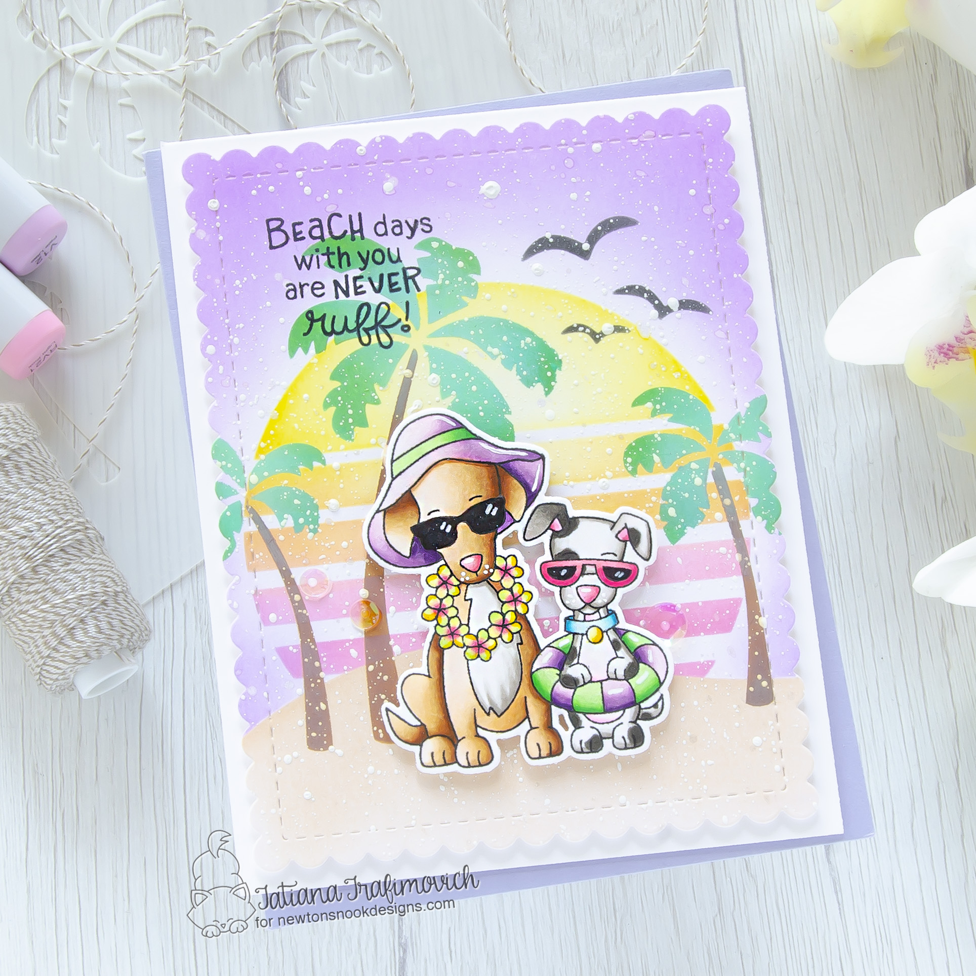 Beach Days With You Are Never Ruff #handmade card by Tatiana Trafimovich #tatianacraftandart - Beach Barks stamp set by Newton's Nook Designs #newtonsnook