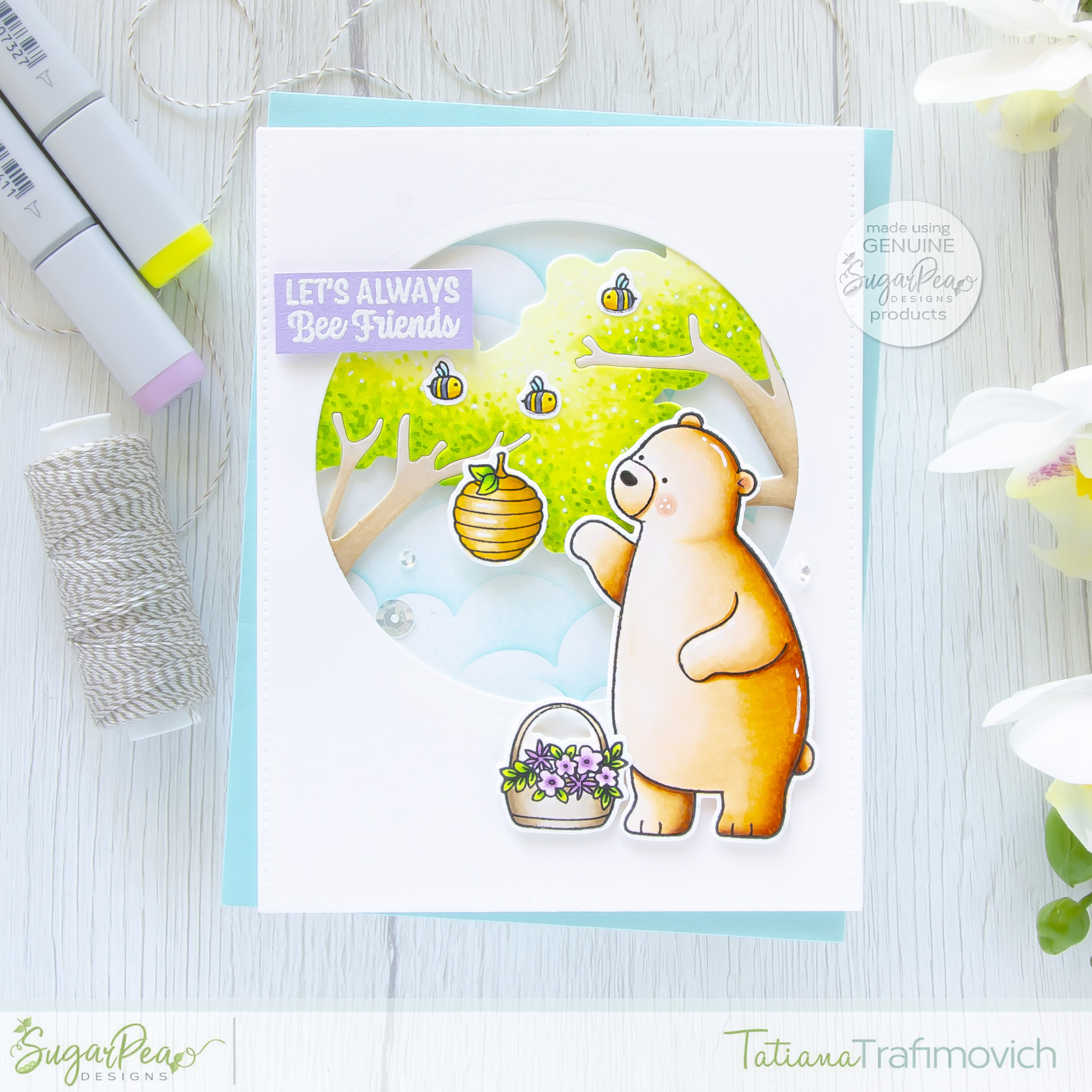 Let's Always Bee Friends #handmade card by Tatiana Trafimovich #tatianacraftandart - Hey Spring stamp set by SugarPea Designs #sugarpeadesigns
