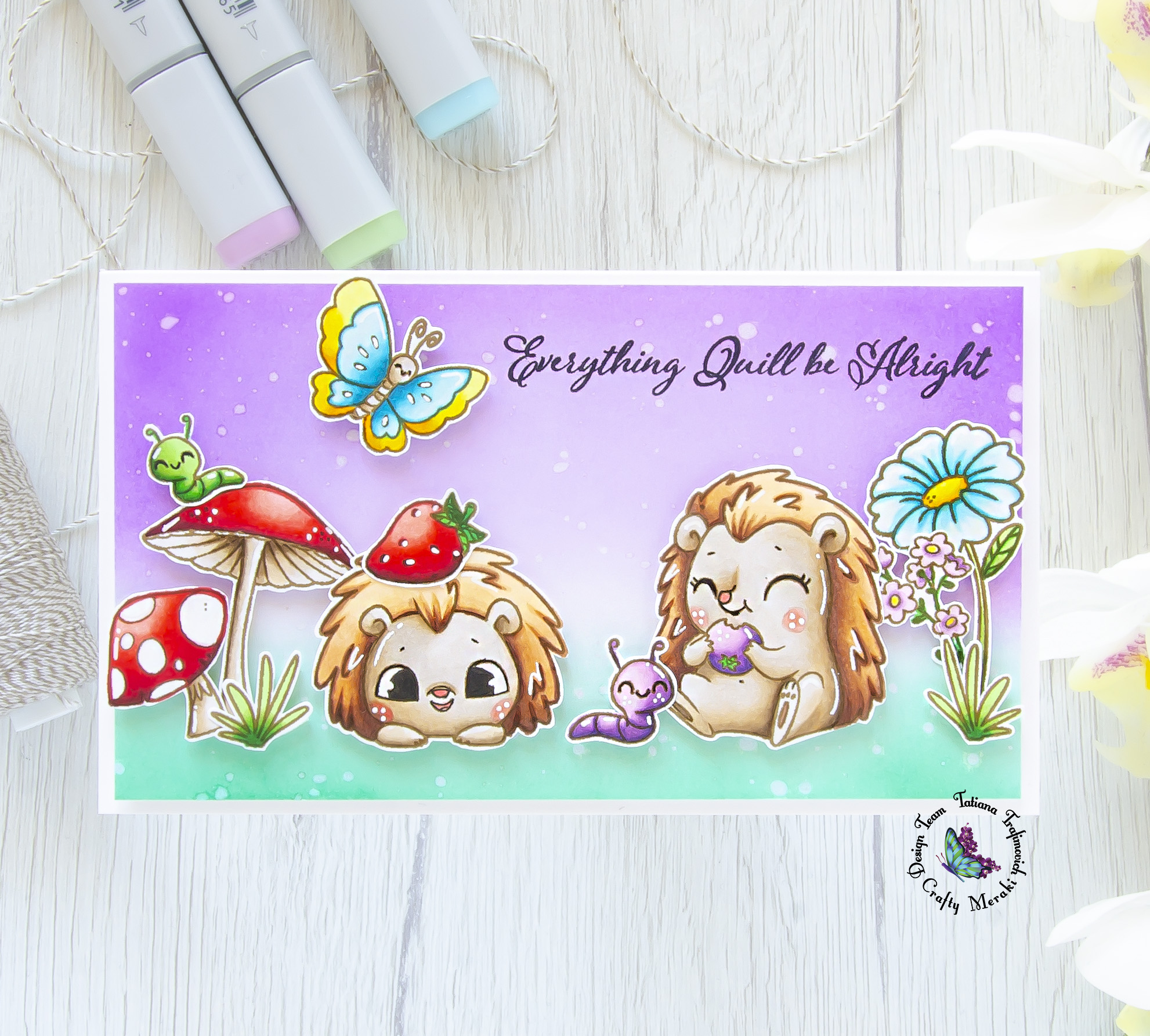 Everything Quill Be Alright #handmade card by Tatiana Trafimovich #tatianacraftandart - Just Quillin stamp set by Crafty Meraki #craftymeraki