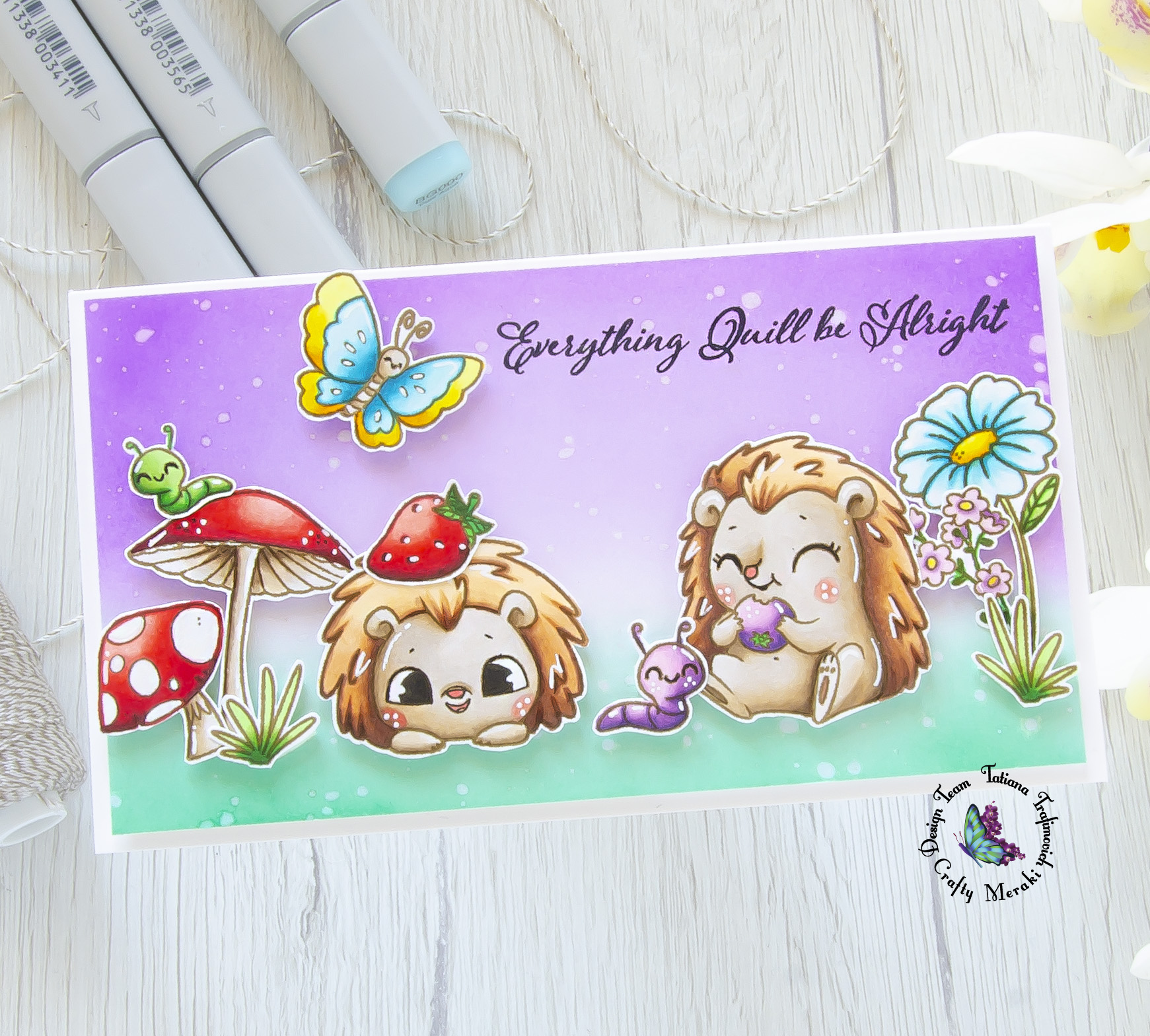 Everything Quill Be Alright #handmade card by Tatiana Trafimovich #tatianacraftandart - Just Quillin stamp set by Crafty Meraki #craftymeraki