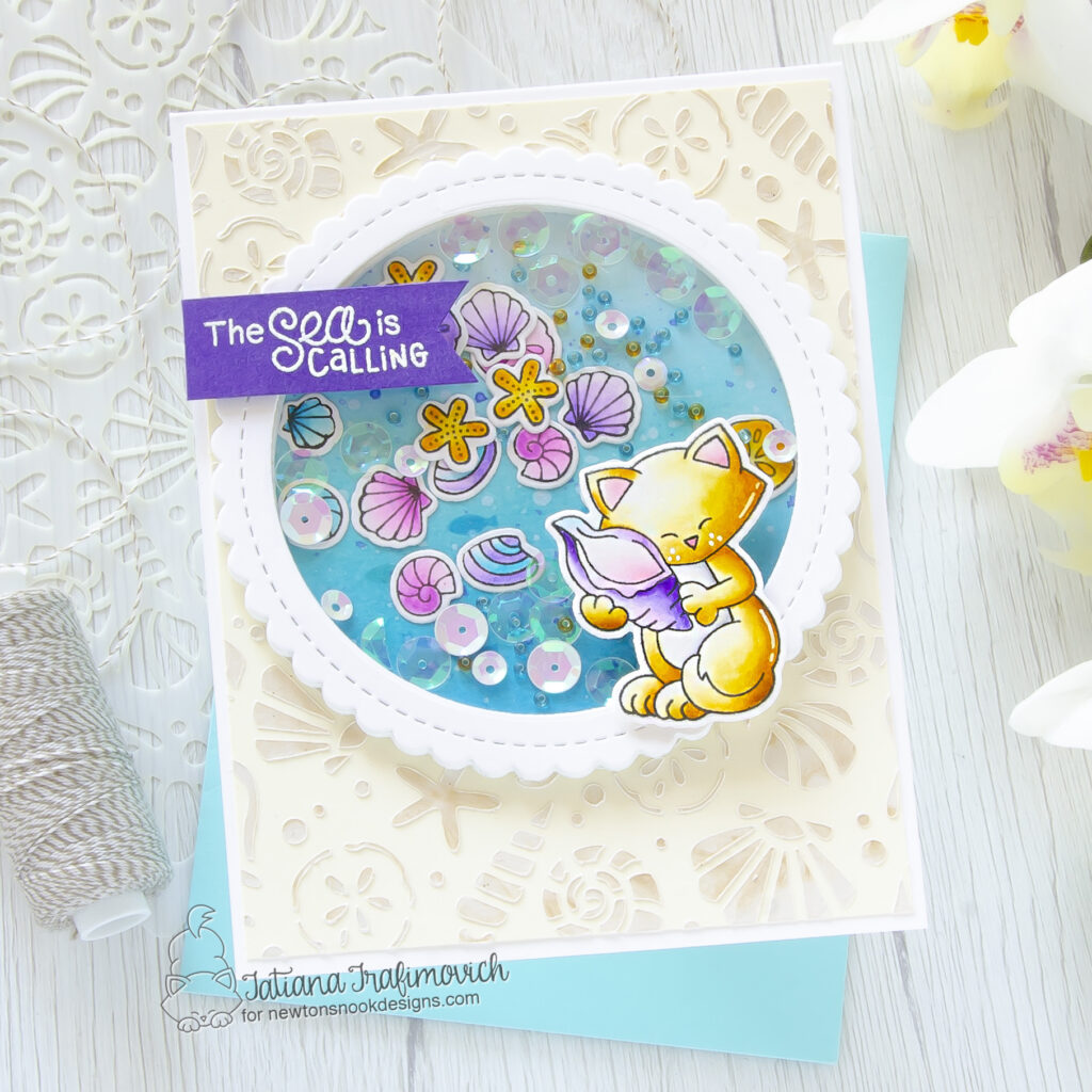 The Sea Is Calling #handmade card by Tatiana Trafimovich #tatianacraftandart - Newton's Seashell stamp set by Newton's Nook Designs #newtonsnook