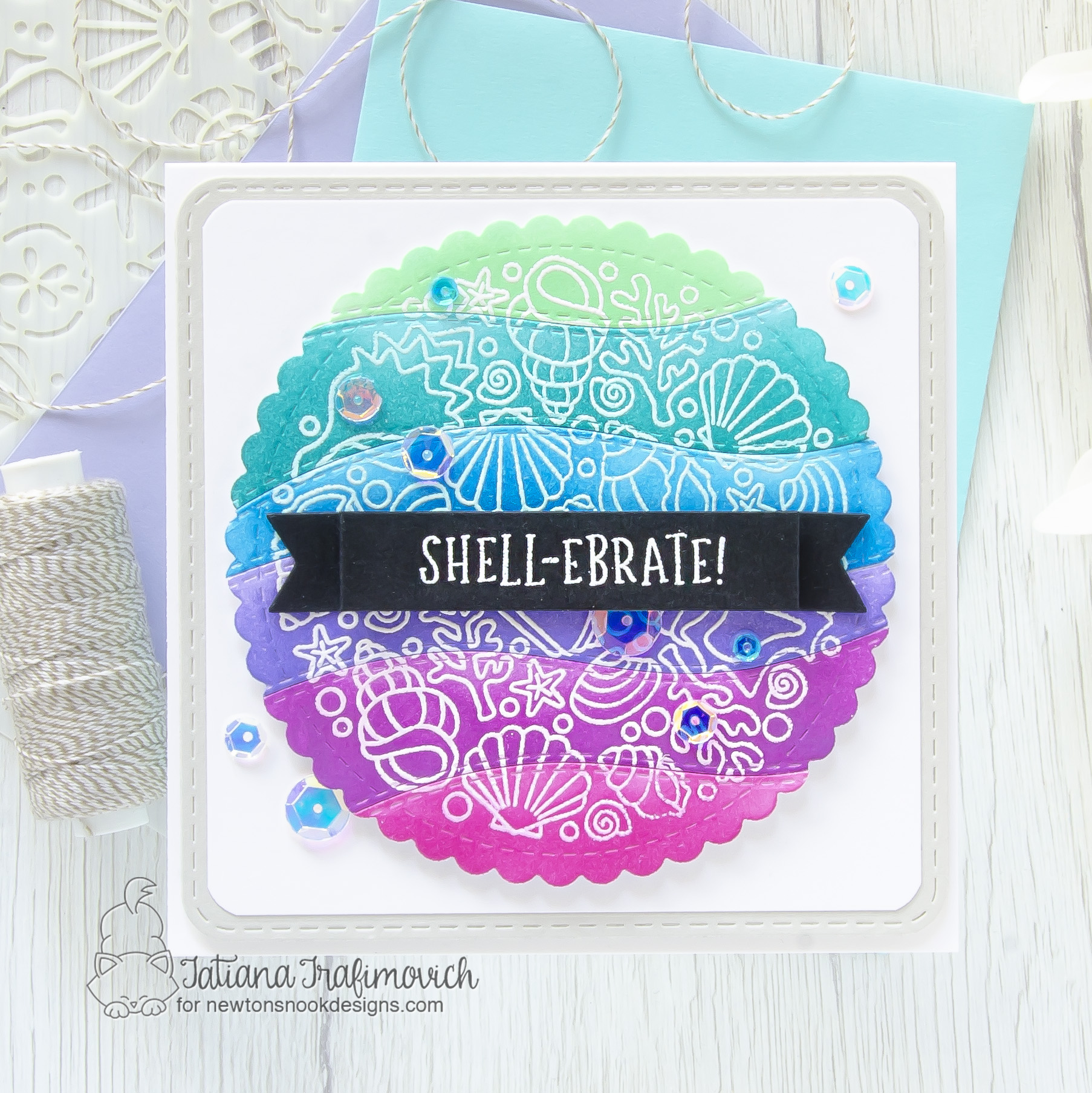 Shell-ebrate! #handmade card by Tatiana Trafimovich #tatianacraftandart - Seashell Roundabout stamp set by Newton's Nook Designs #newtonsnook