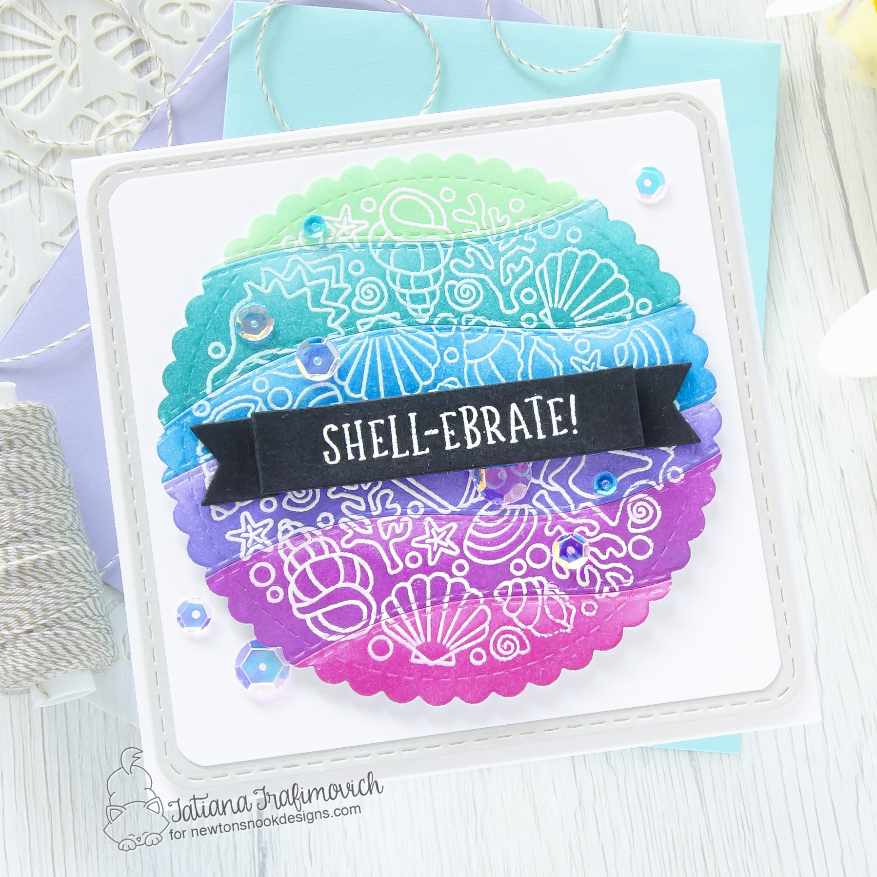 Shell-ebrate! #handmade card by Tatiana Trafimovich #tatianacraftandart - Seashell Roundabout stamp set by Newton's Nook Designs #newtonsnook