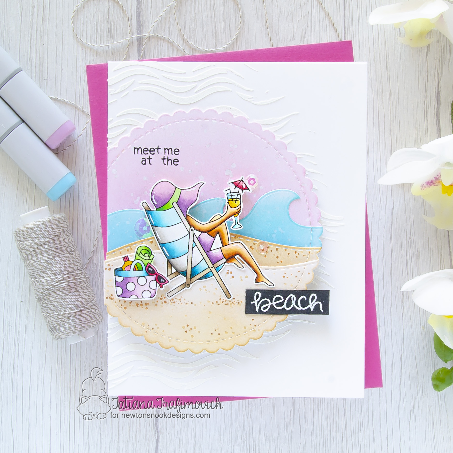 Meet Me At The Beach #handmade card by Tatiana Trafimovich #tatianacraftandart - Summer Moments stamp set by Newton's Nook Designs #newtonsnook