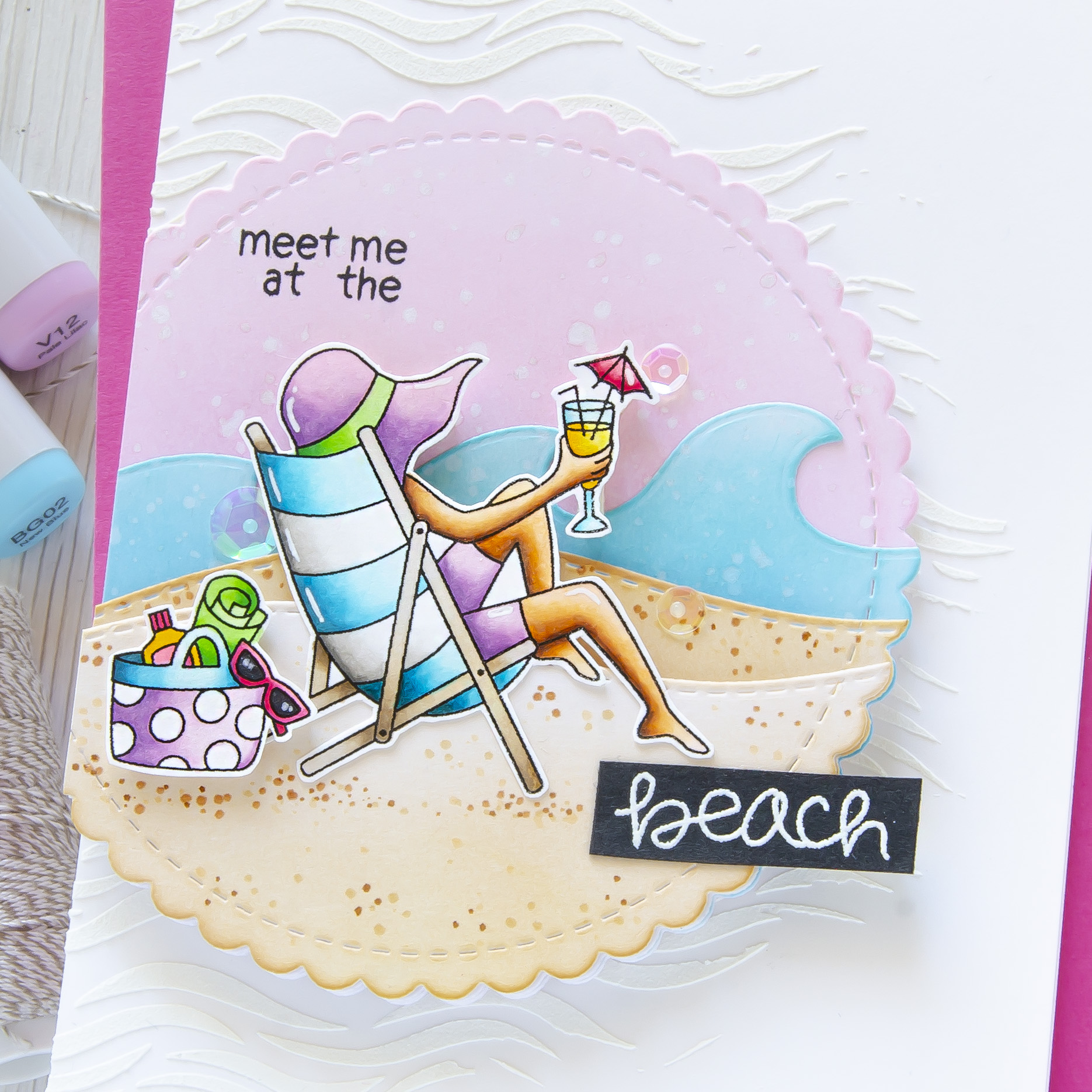 Meet Me At The Beach #handmade card by Tatiana Trafimovich #tatianacraftandart - Summer Moments stamp set by Newton's Nook Designs #newtonsnook