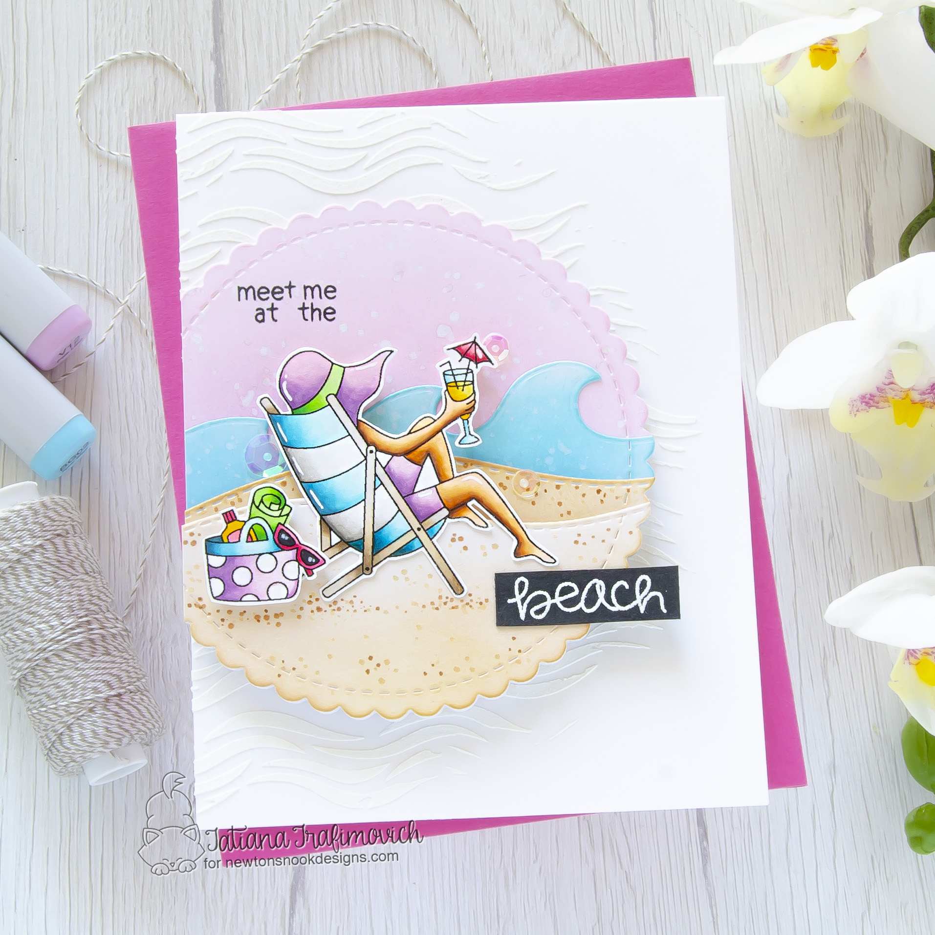 Meet Me At The Beach #handmade card by Tatiana Trafimovich #tatianacraftandart - Summer Moments stamp set by Newton's Nook Designs #newtonsnook