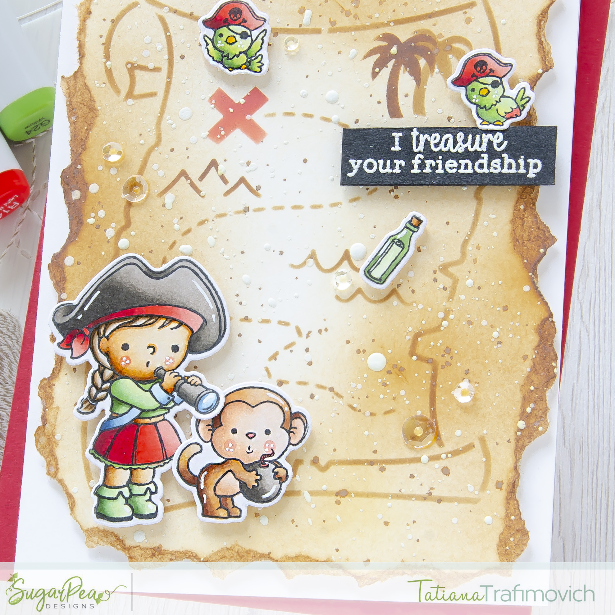 I TREASURE Your Friendship #handmade card by Tatiana Trafimovich #tatianacraftandart - Captain of My Heart stamp set by SugarPea Designs #sugarpeadesigns