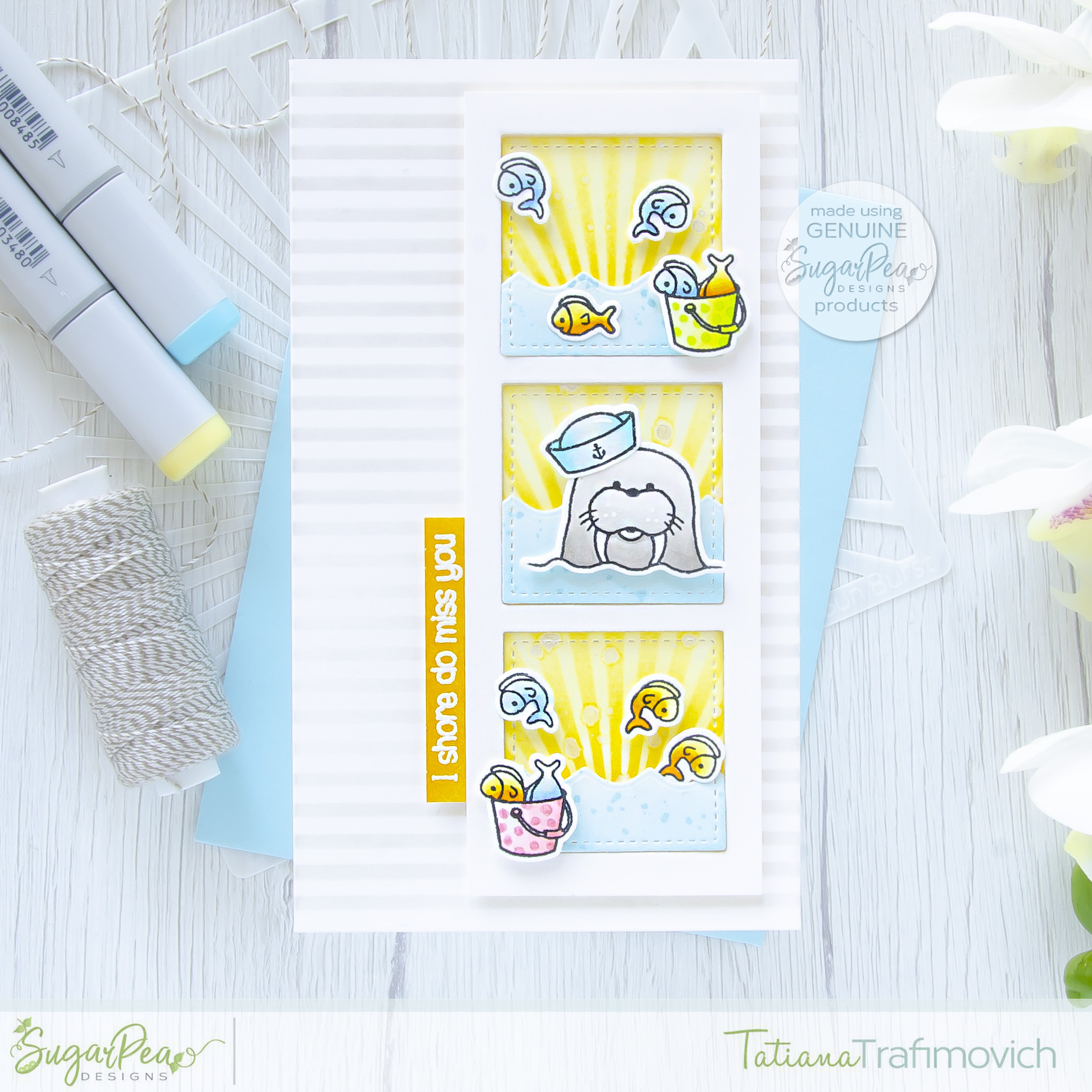 I Shore Do Miss You #handmade card by Tatiana Trafimovich #tatianacraftandart - Waves of Love stamp set by SugarPea Designs #sugarpeadesigns