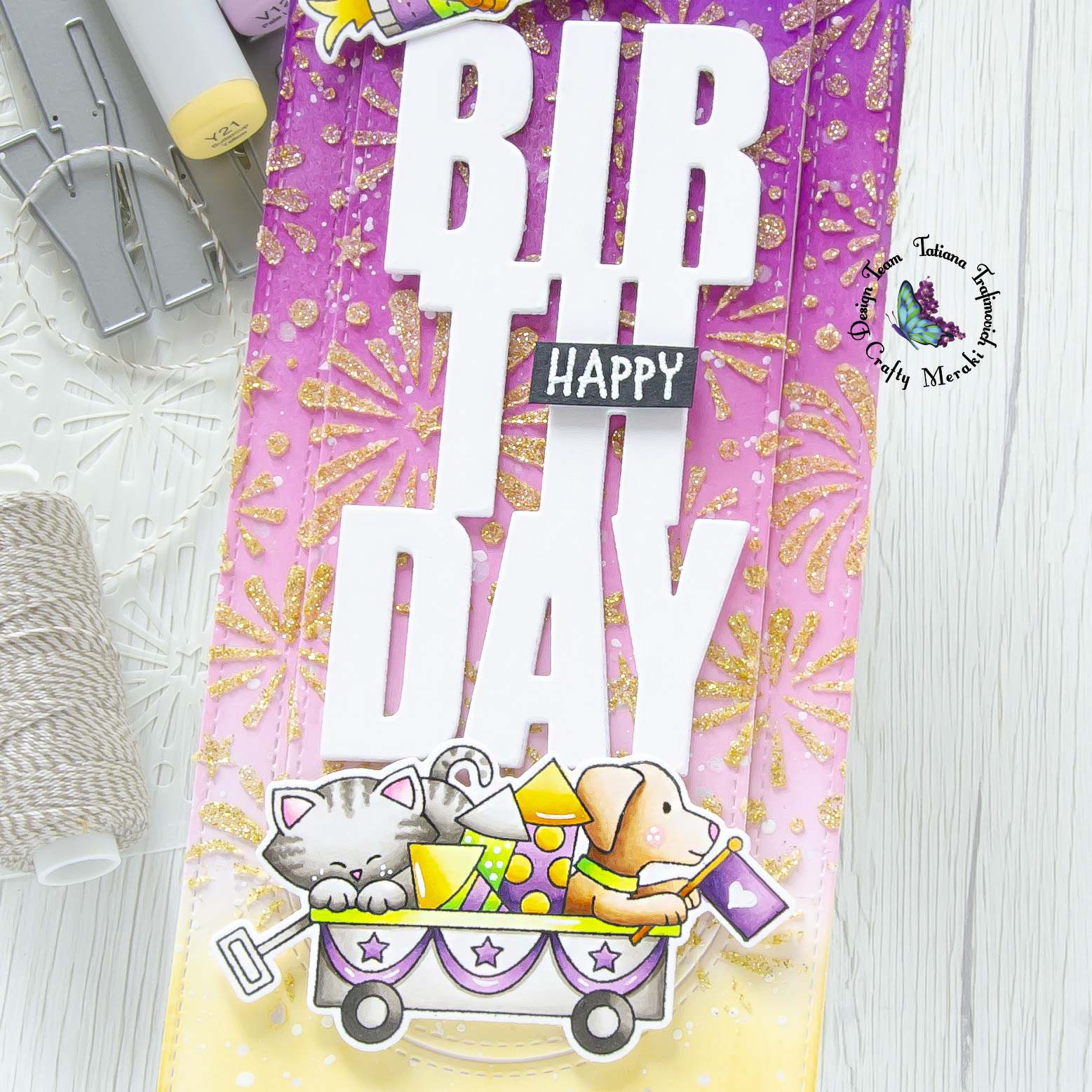 Happy Birthday #handmade card by Tatiana Trafimovich #tatianacraftandart - stamps by Newton's Nook Designs #newtonsnook and dies by Crafty Meraki #craftymeraki