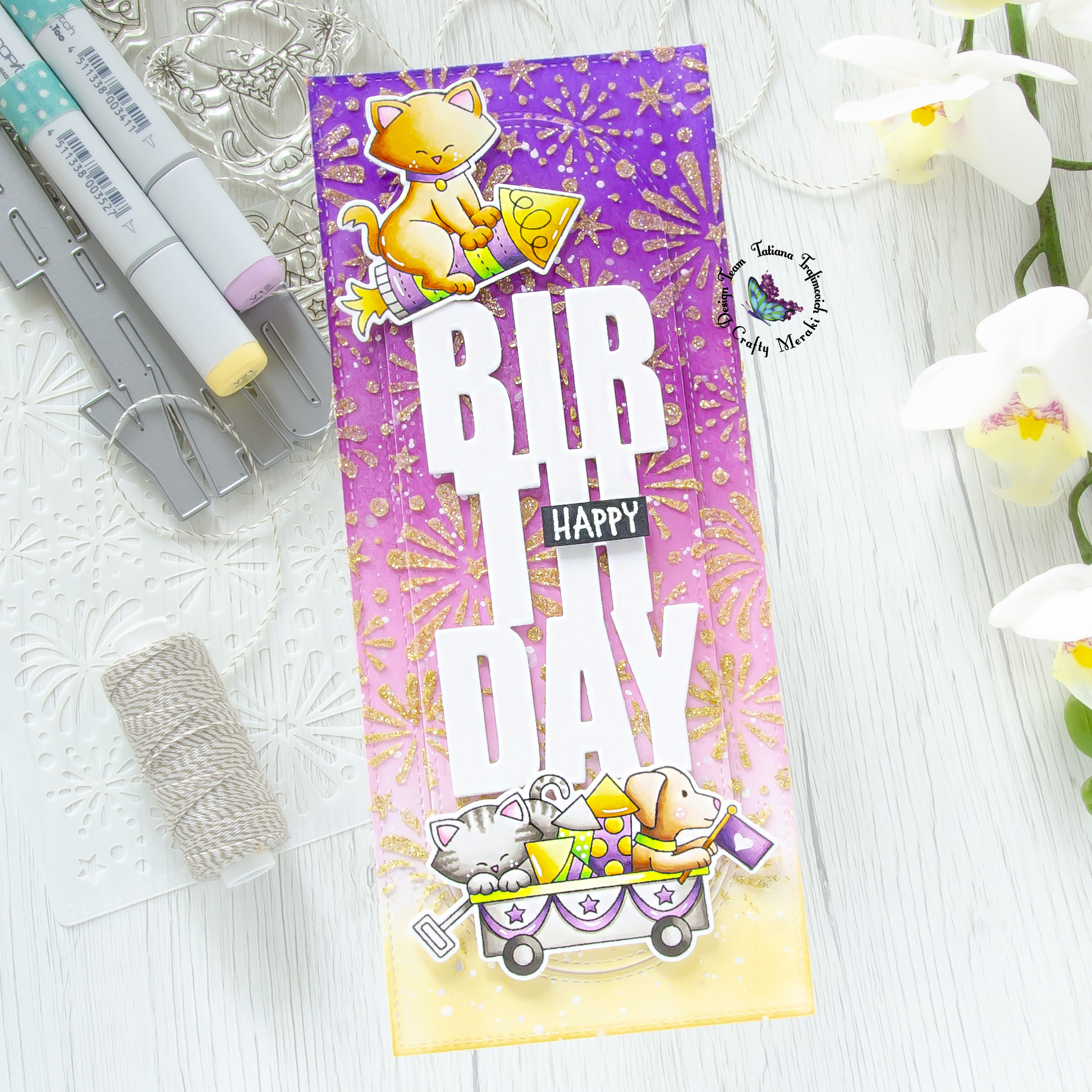 Happy Birthday #handmade card by Tatiana Trafimovich #tatianacraftandart - stamps by Newton's Nook Designs #newtonsnook and dies by Crafty Meraki #craftymeraki